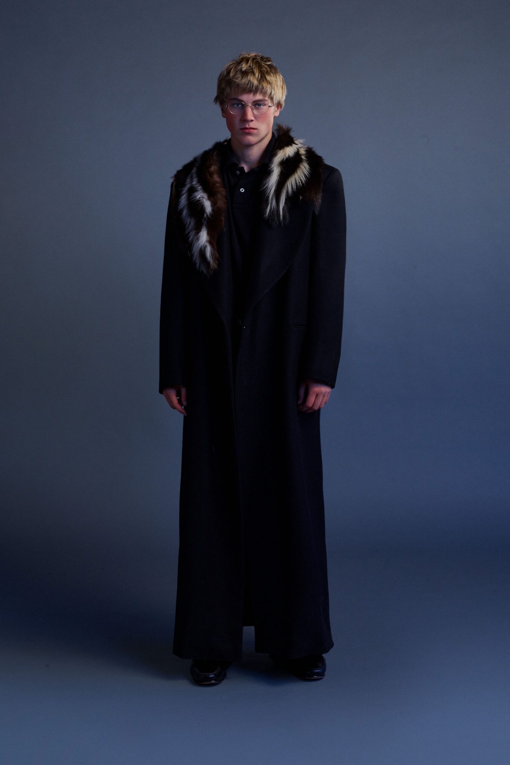 black wool coat with fur