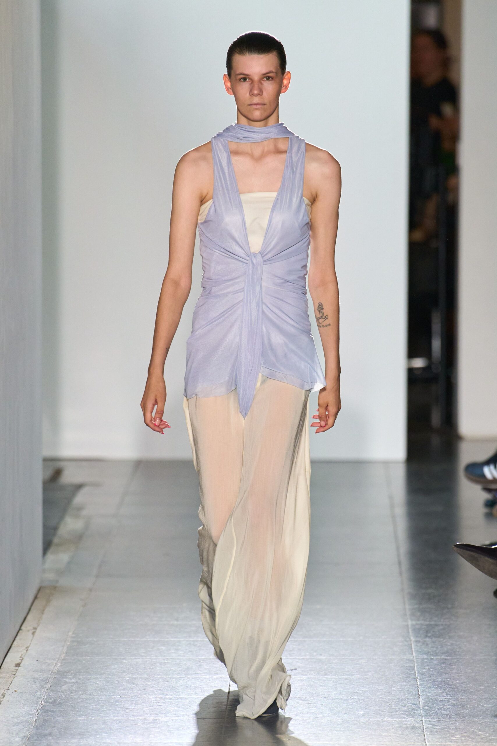 lavender silk sleeveless dress