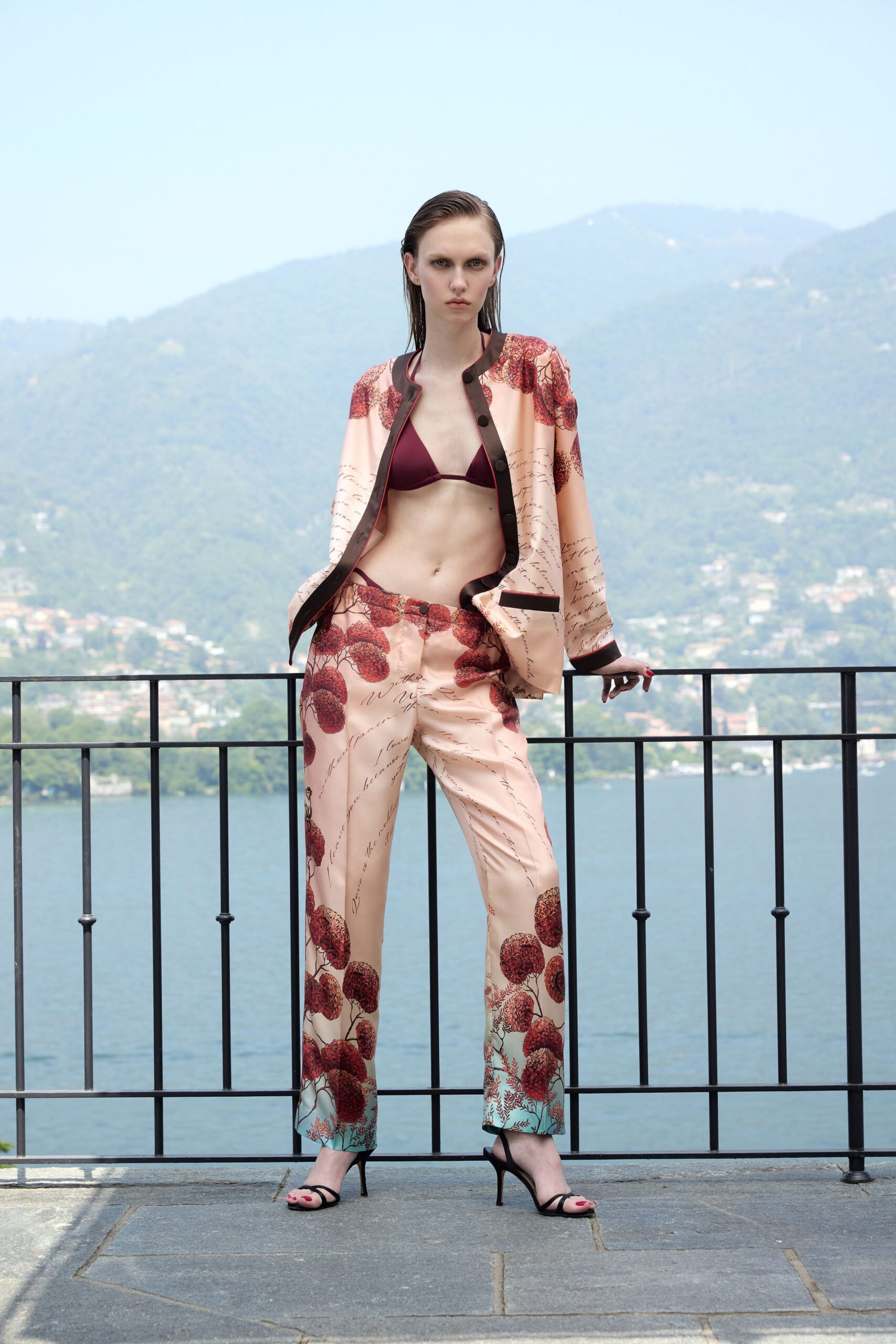 pink floral blazer and pants