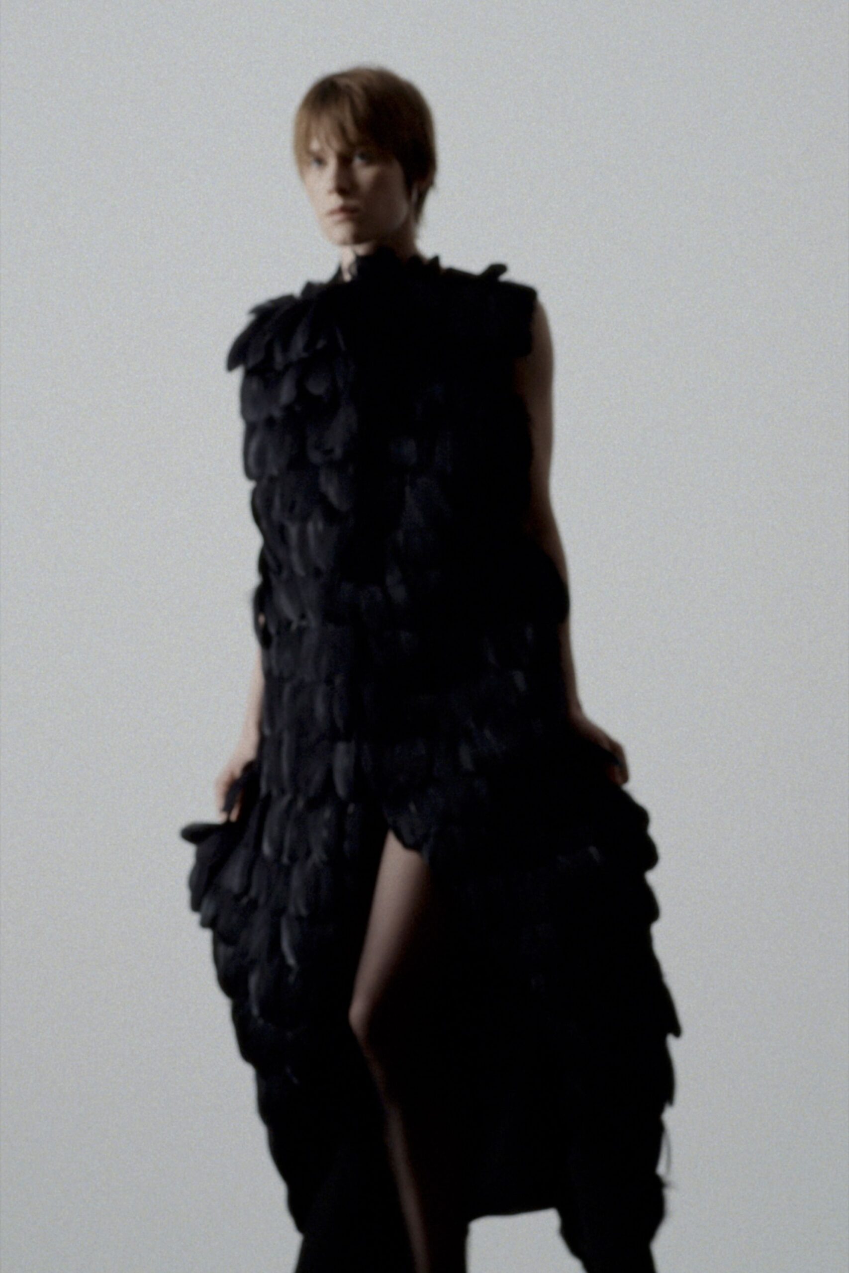 black silk sleeveless layered dress