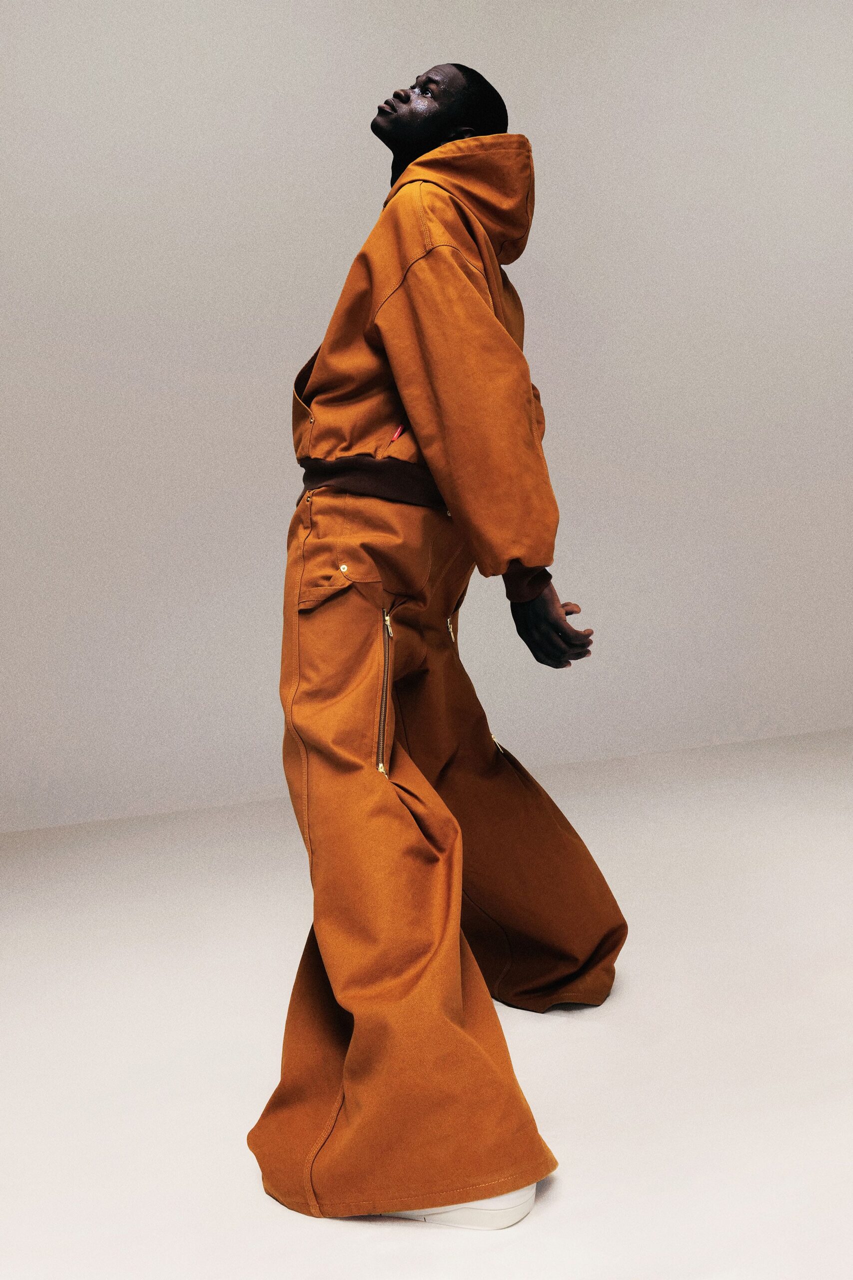 orange relaxed hoodie and pants