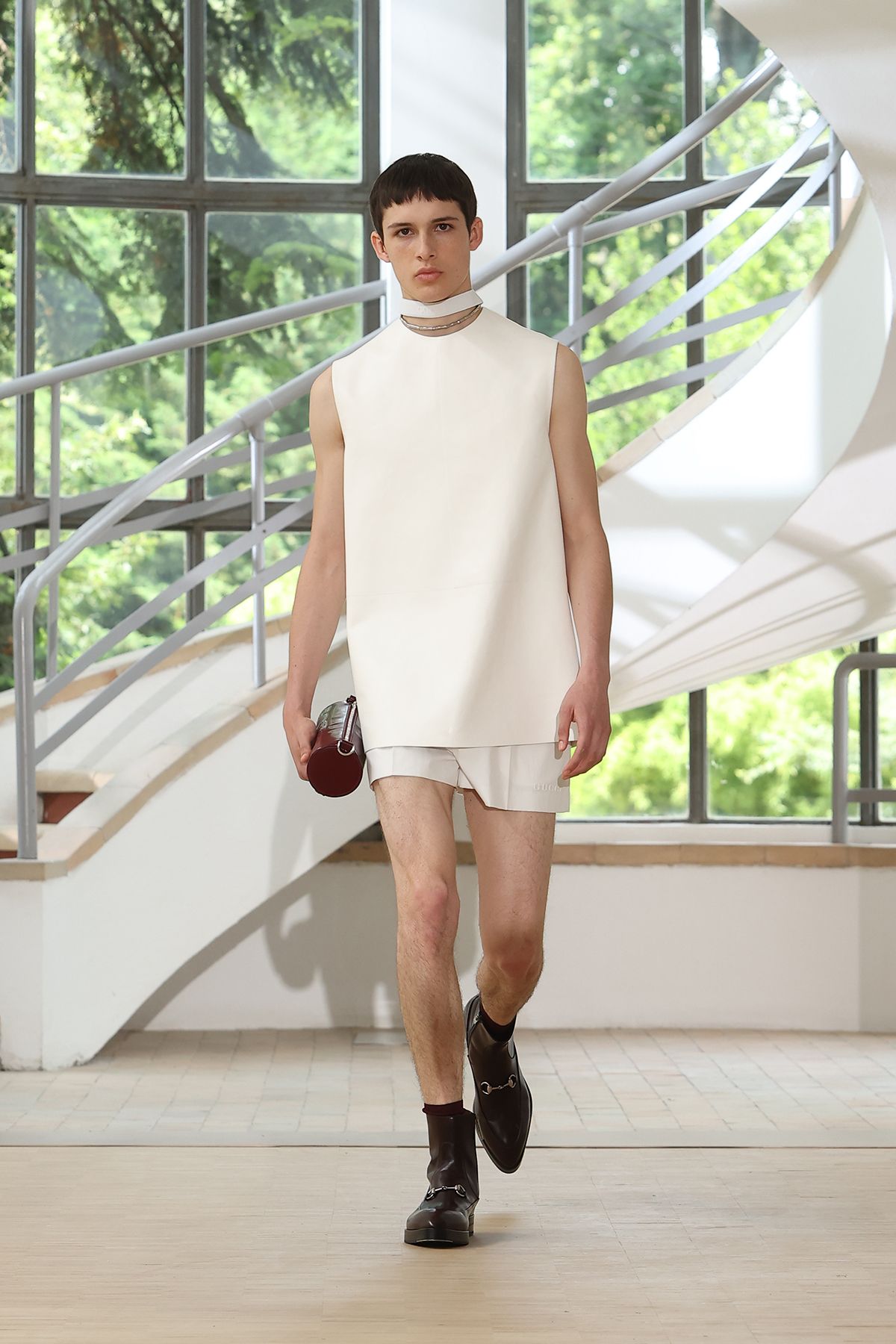 white sleeveless top with shorts