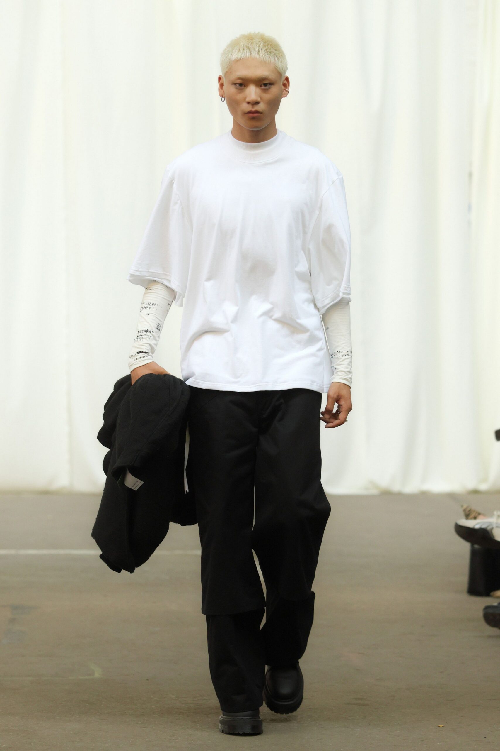white cotton short-sleeve collared oversized t-shirt