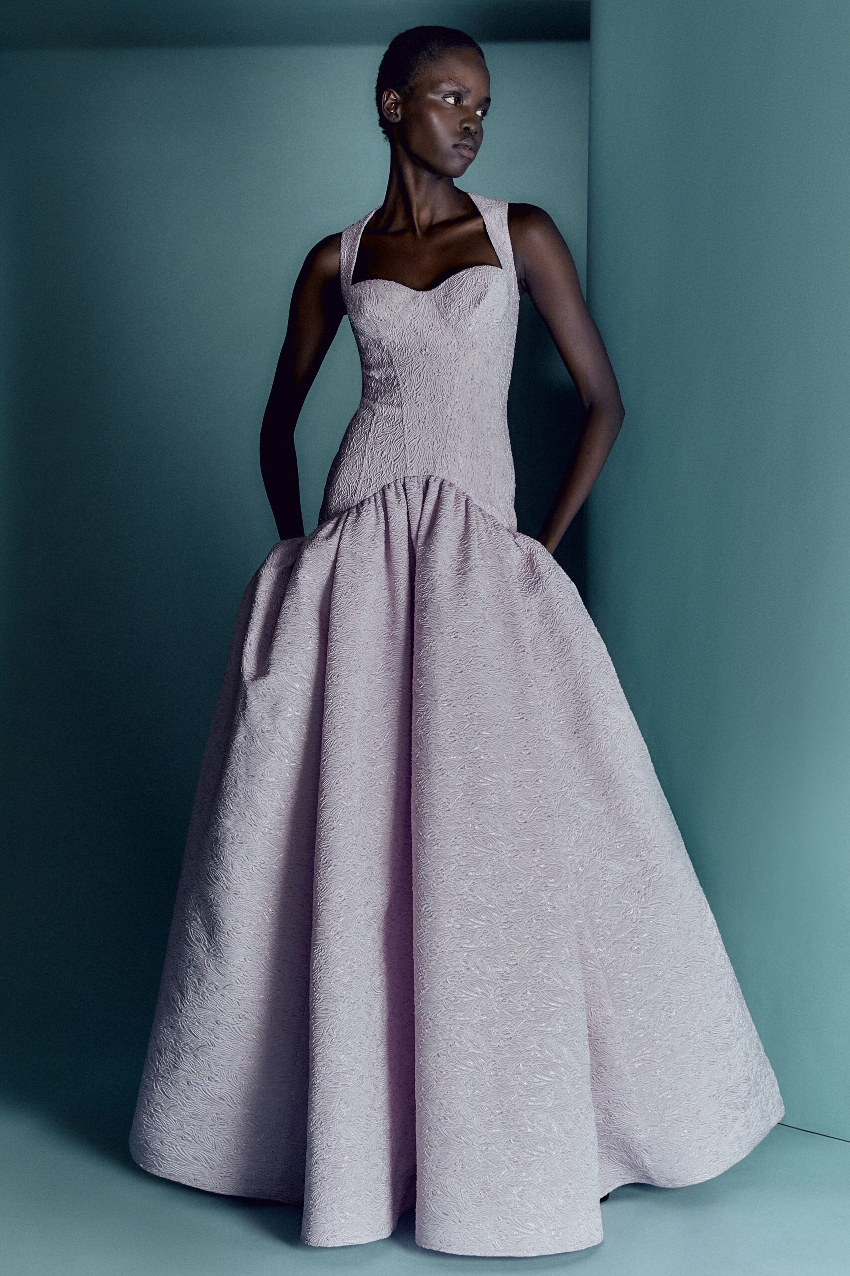 pink silk sleeveless gown
