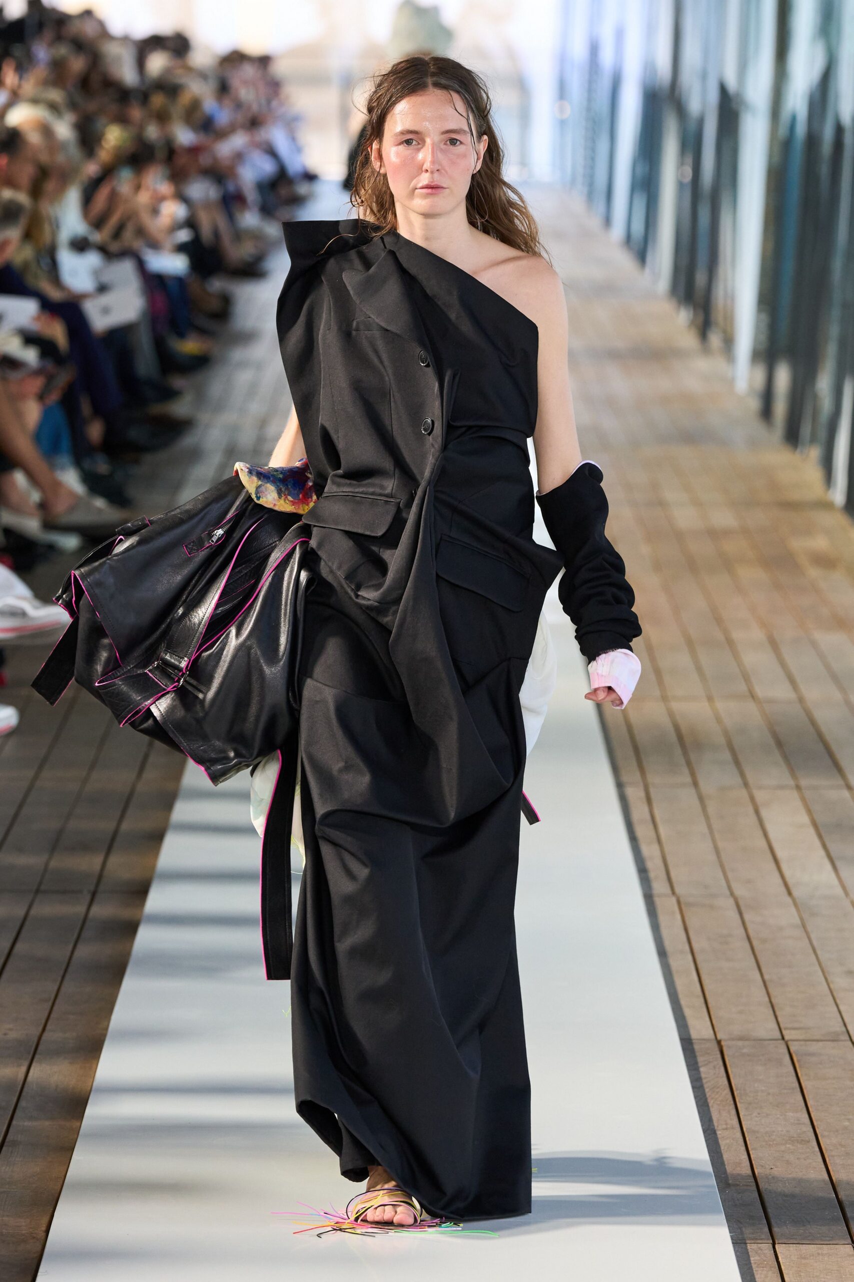 black asymmetric maxi dress with jacket