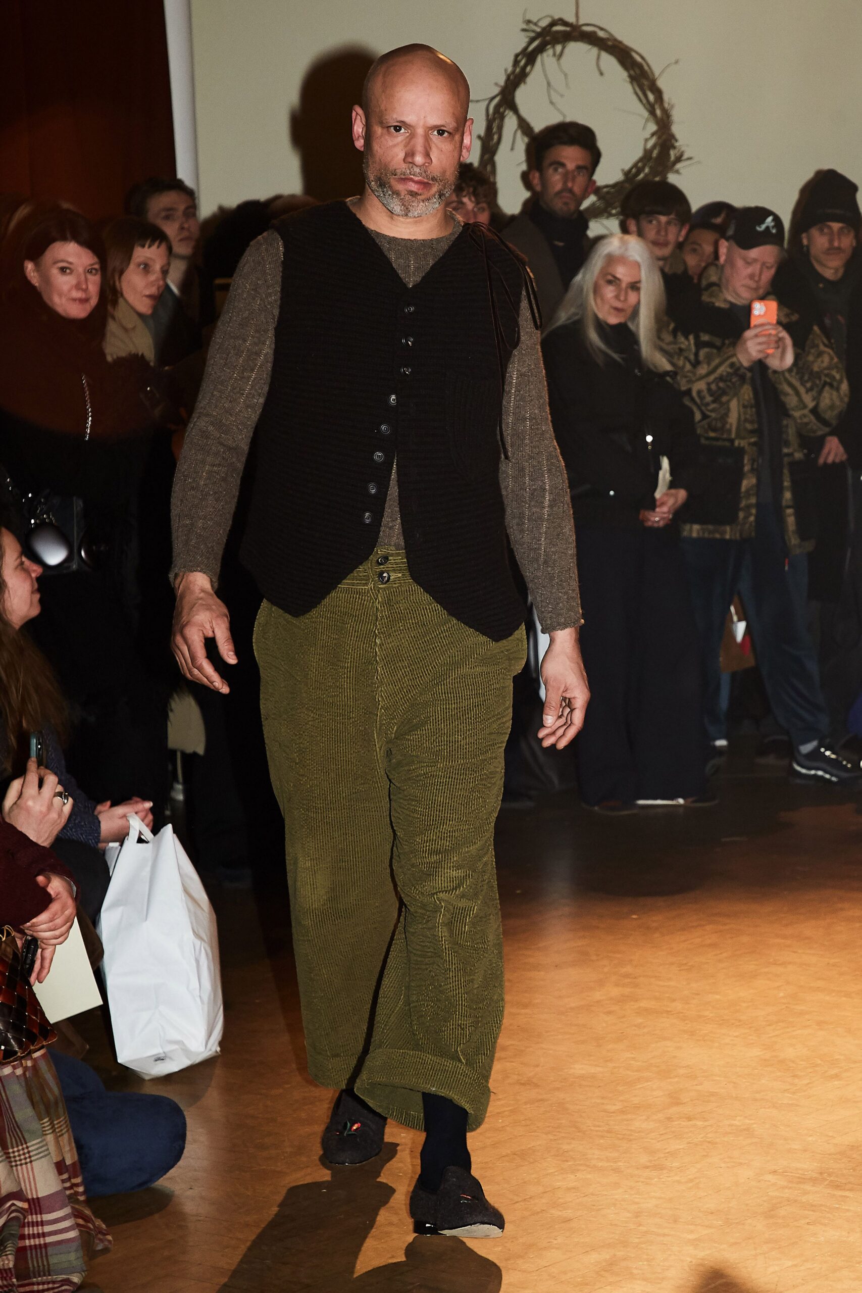 brown wool long-sleeve fitted shirt