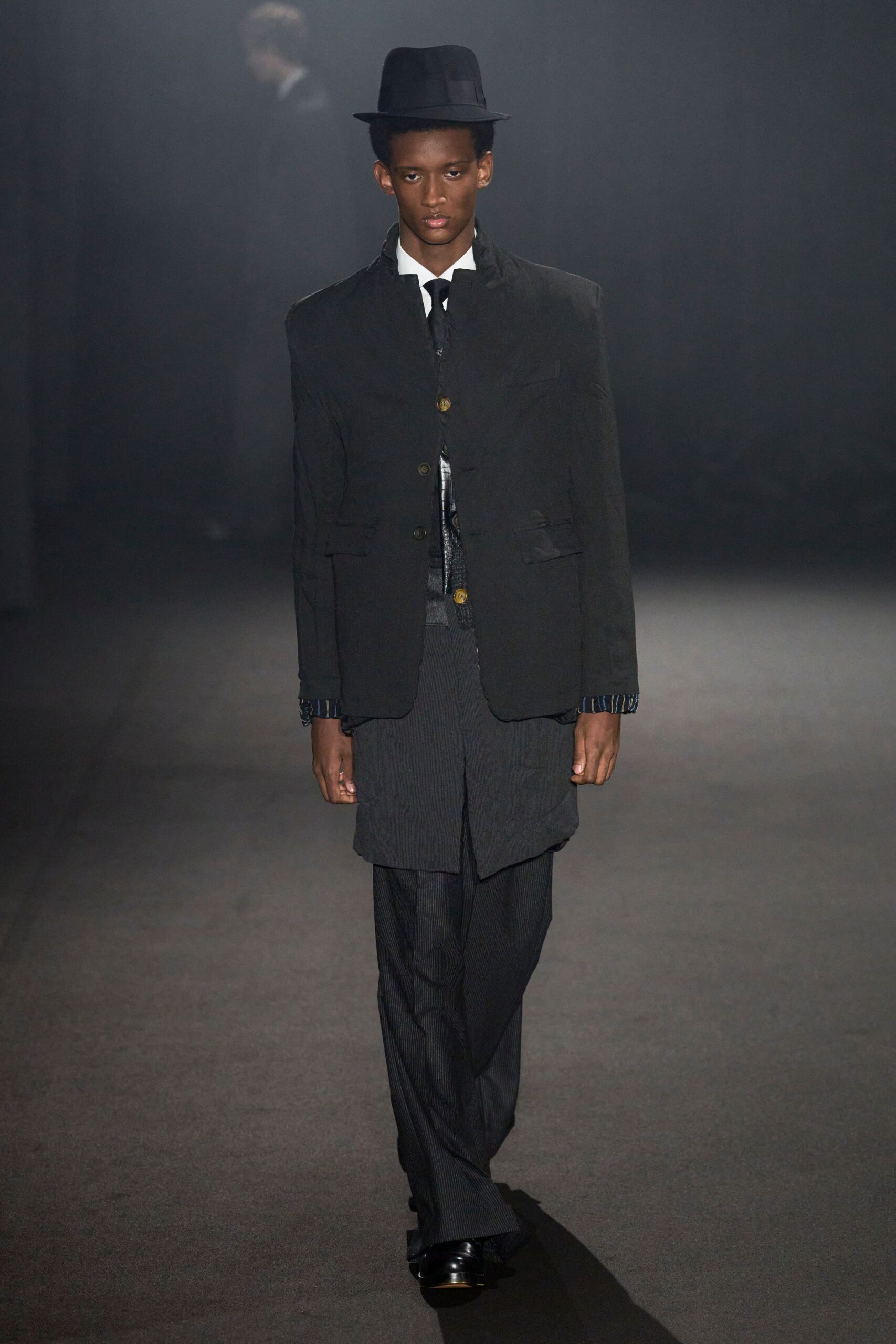 black relaxed jacket with tailored pants