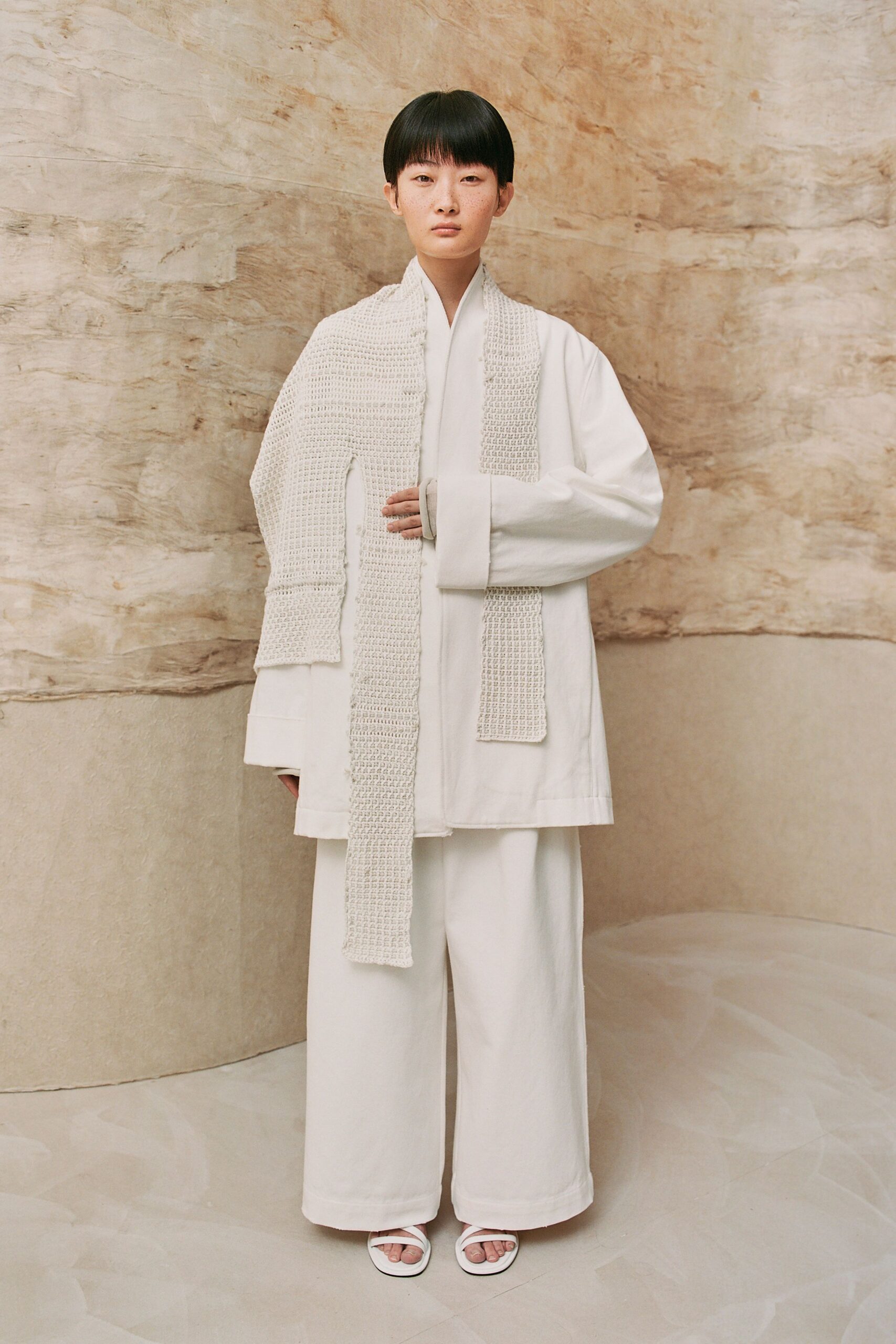 white relaxed jacket and pants