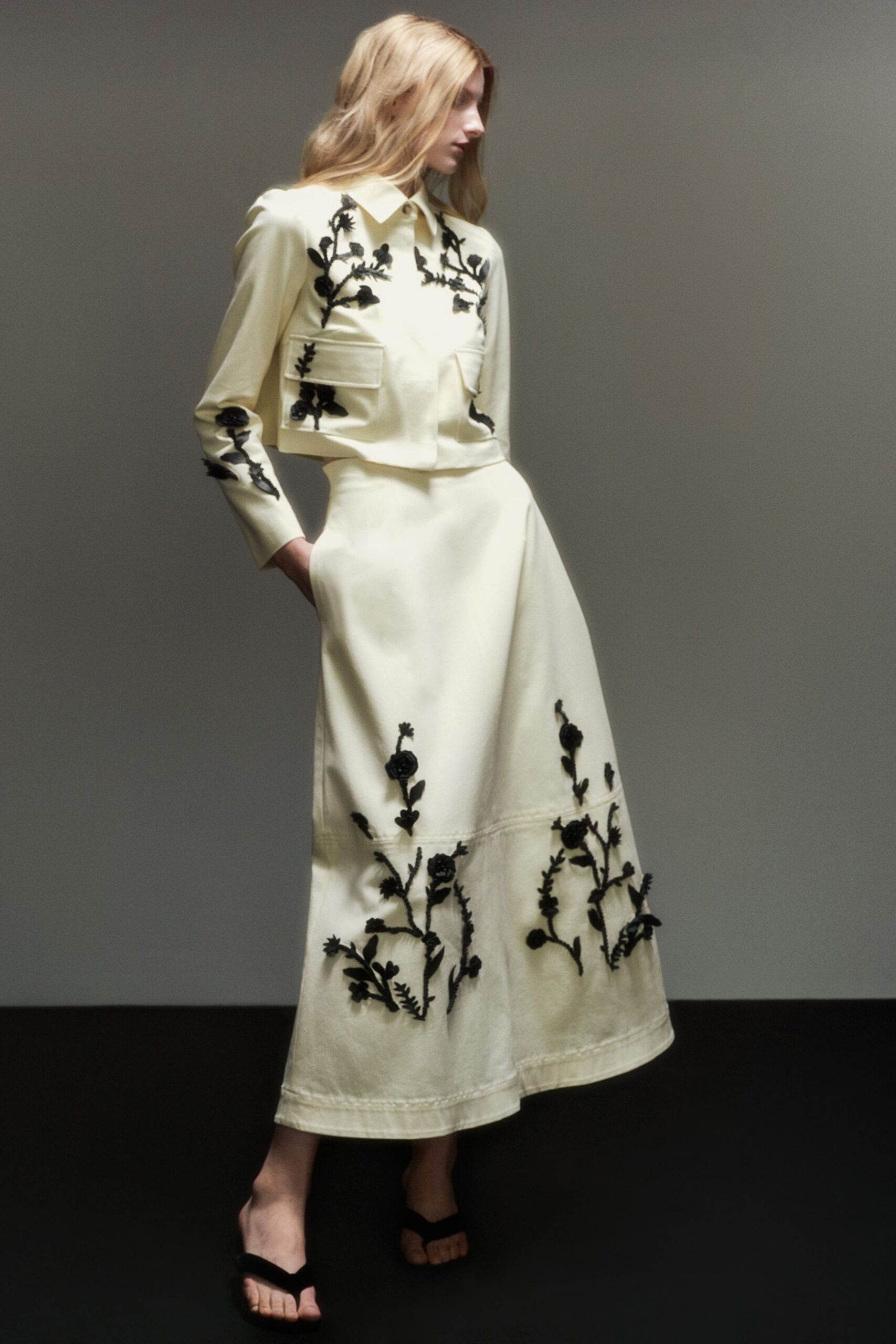 ivory embroidered shirt-dress