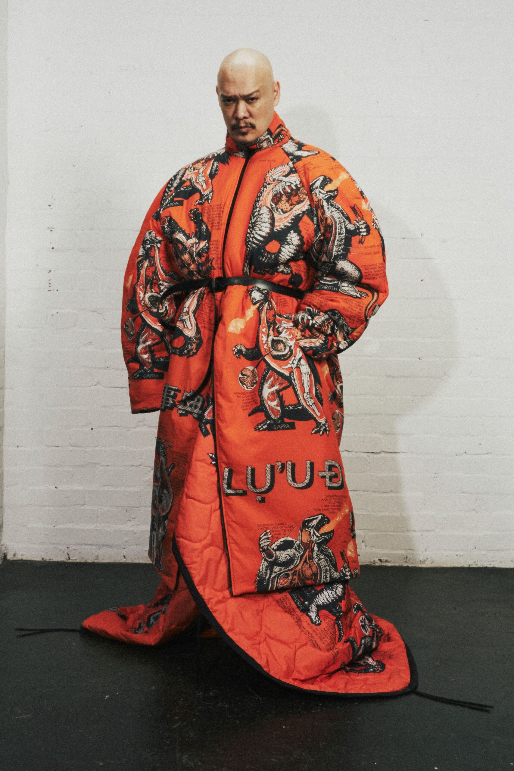 oversized red printed coat