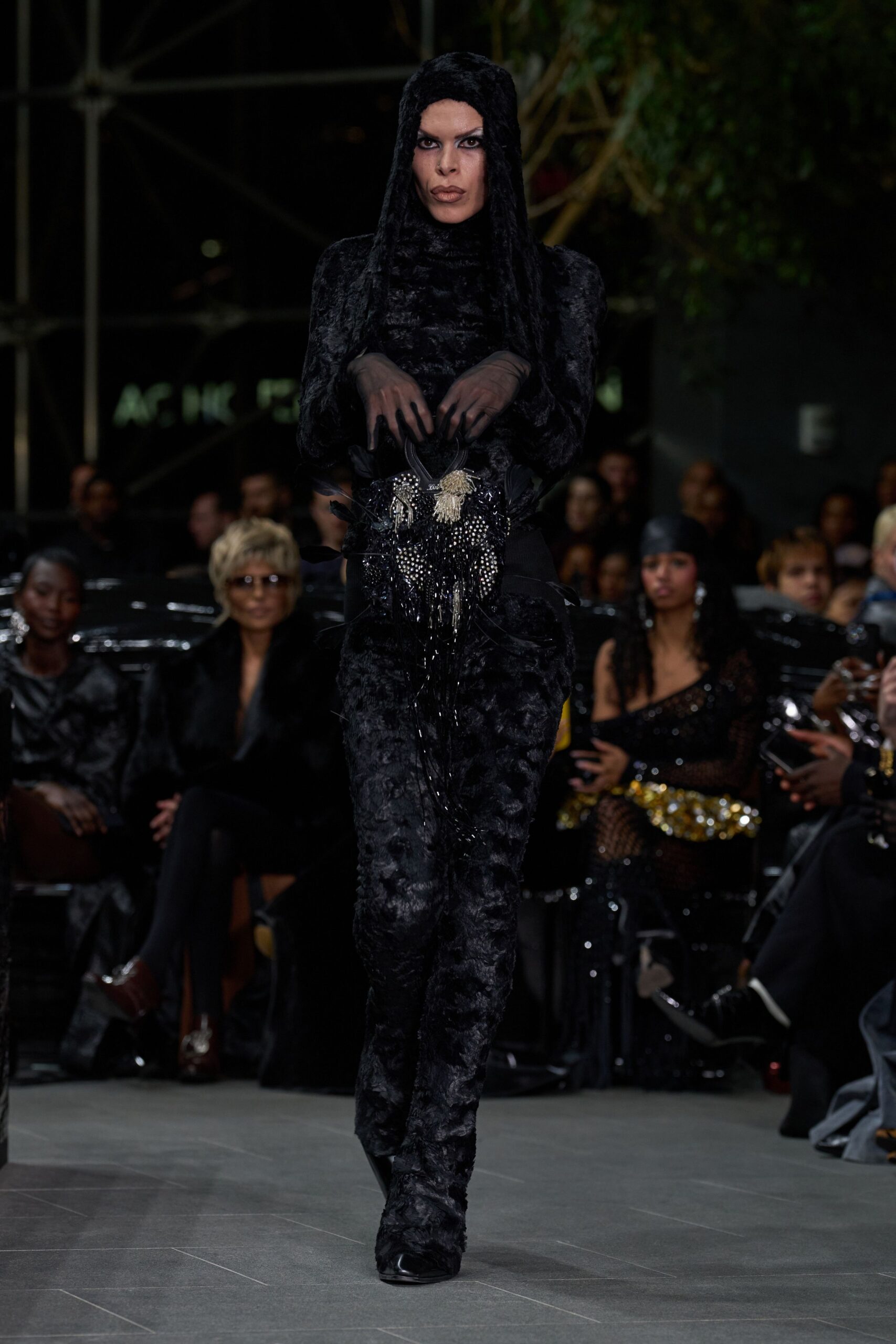 black velvet fitted catsuit