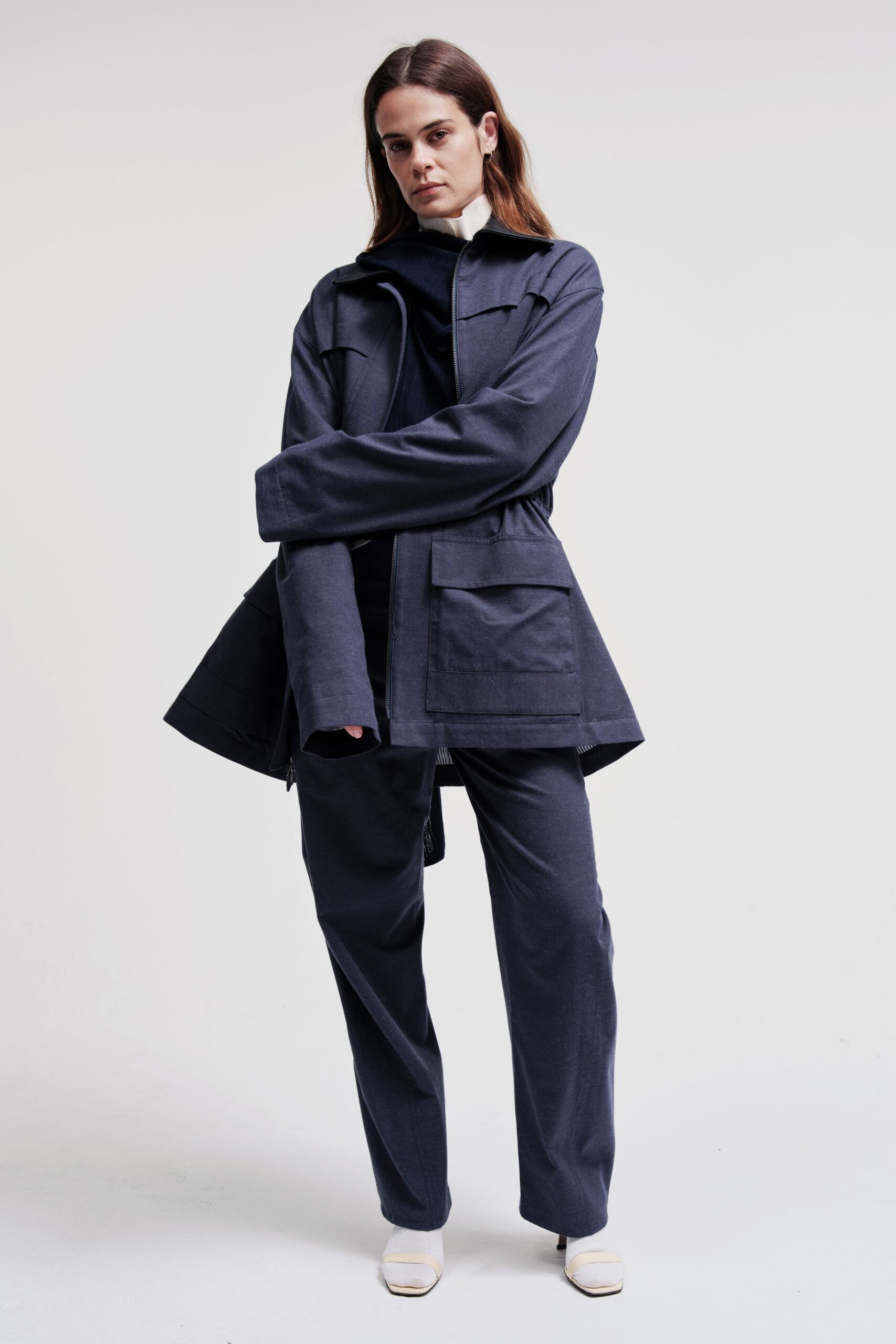 blue relaxed jacket and pants