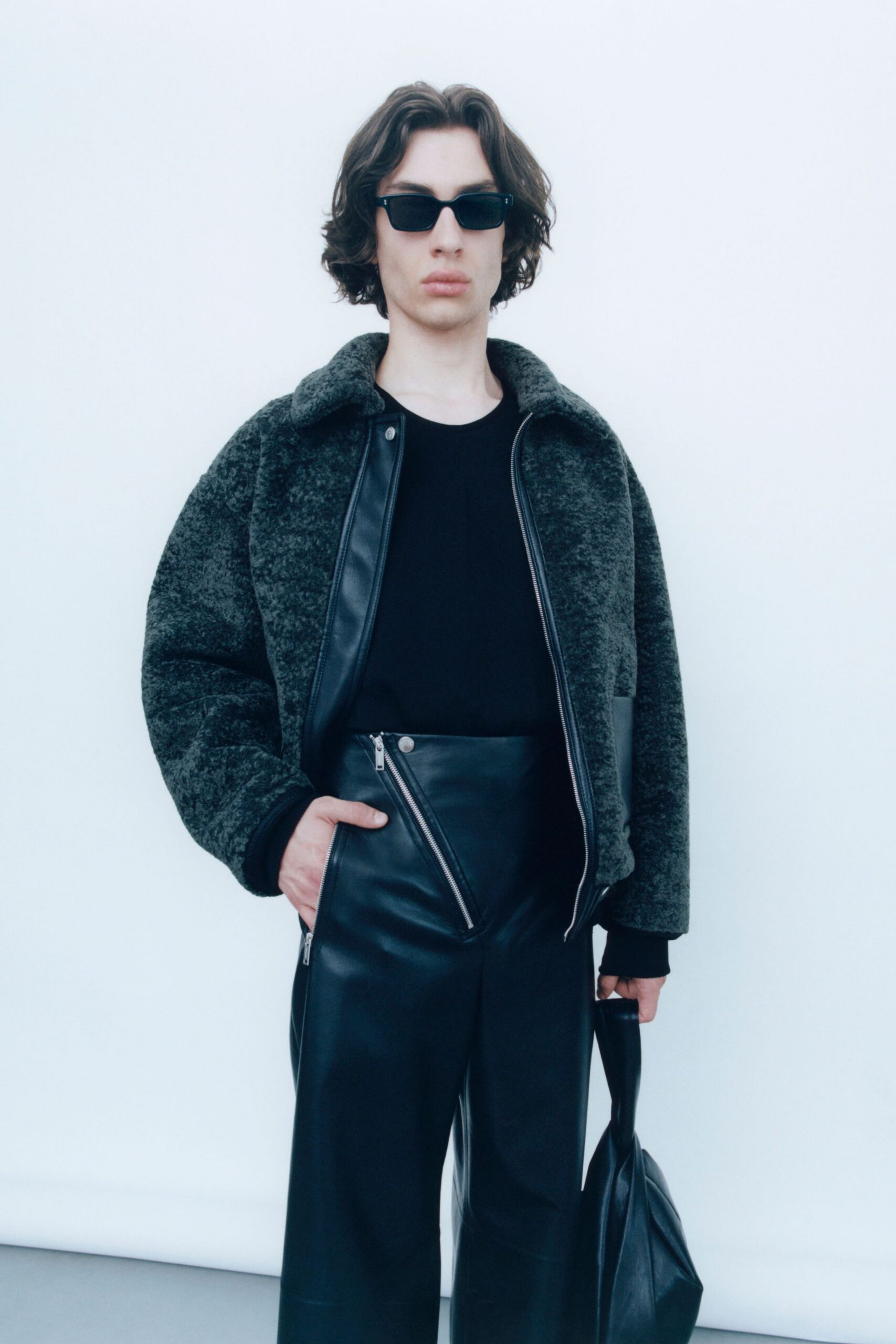 black leather relaxed jacket