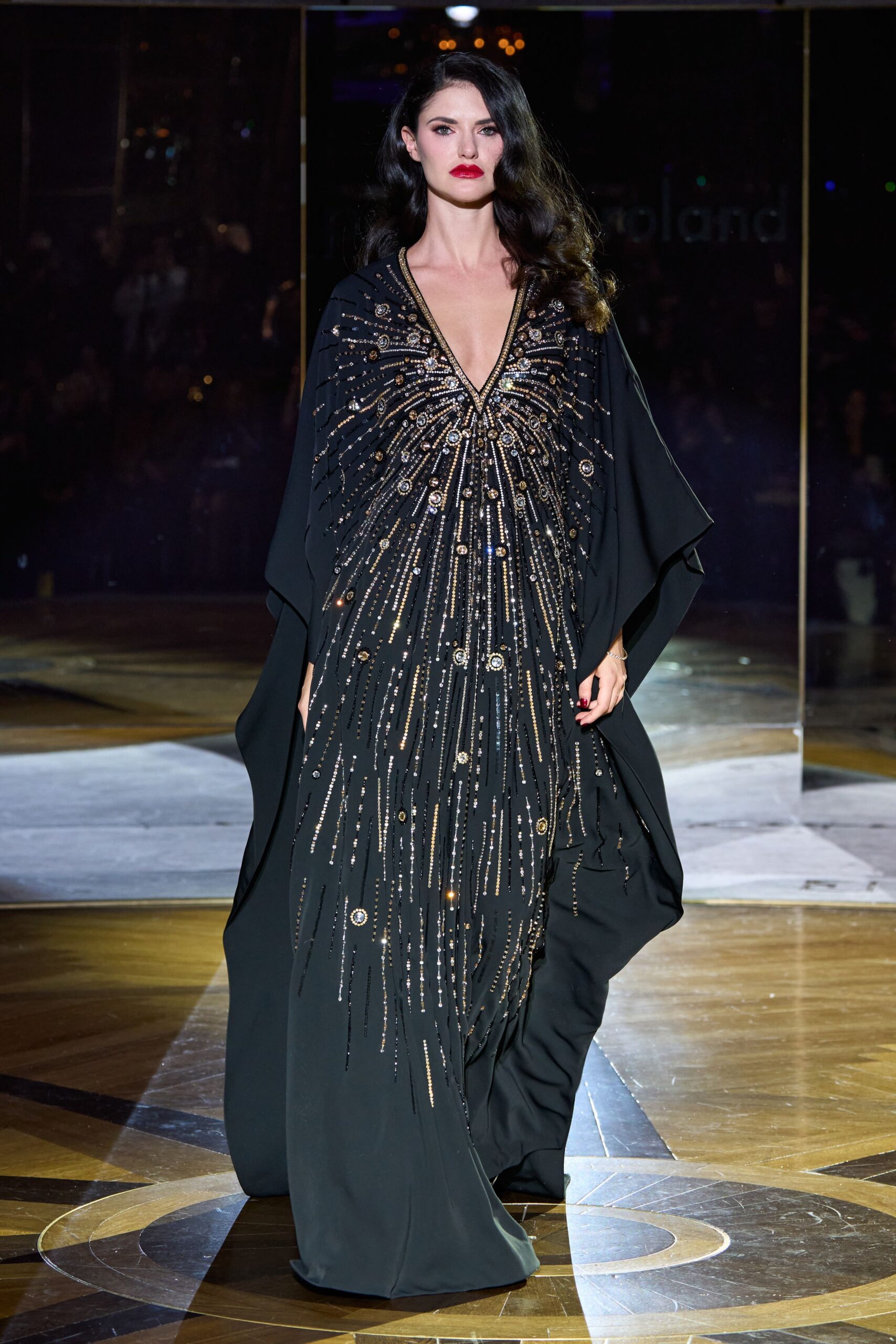 black silk sleeveless gown