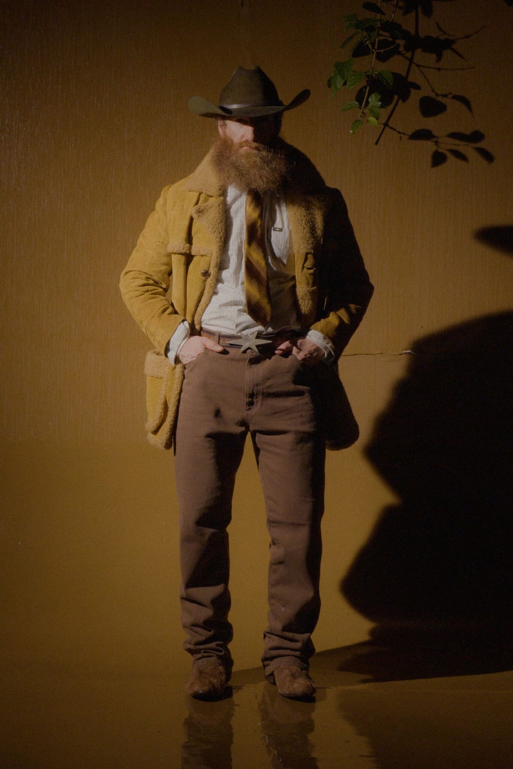 yellow wool long-sleeve collared relaxed buttoned jacket