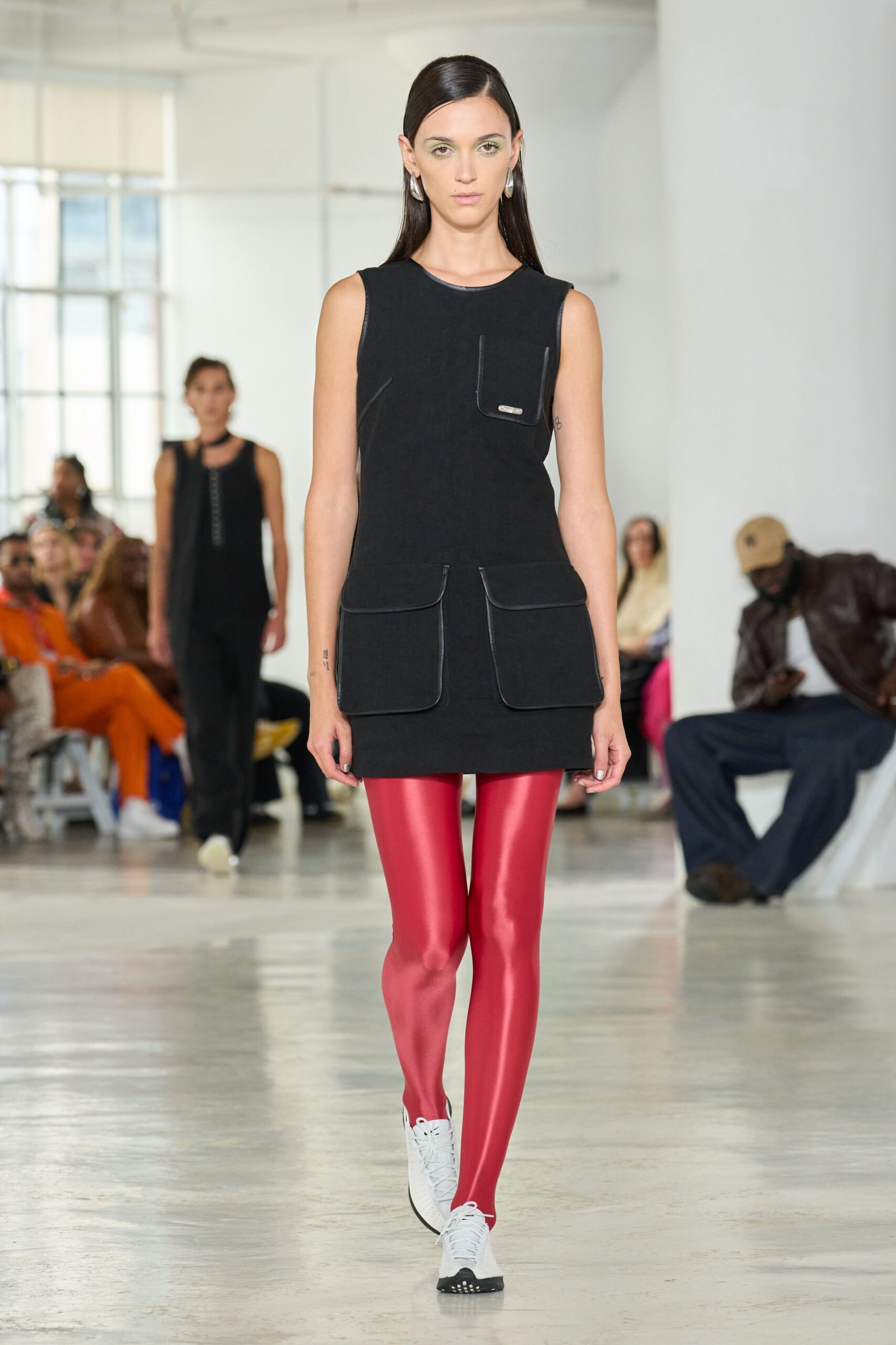 red cotton fitted leggings