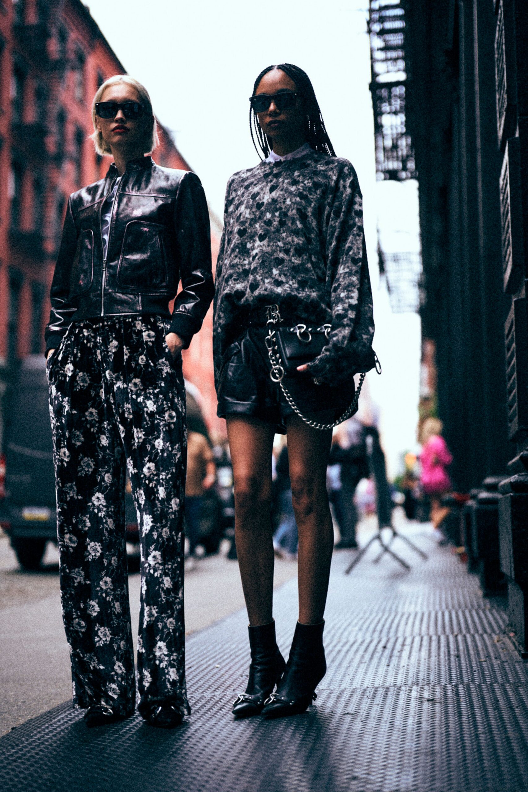 black cotton relaxed flared printed pants