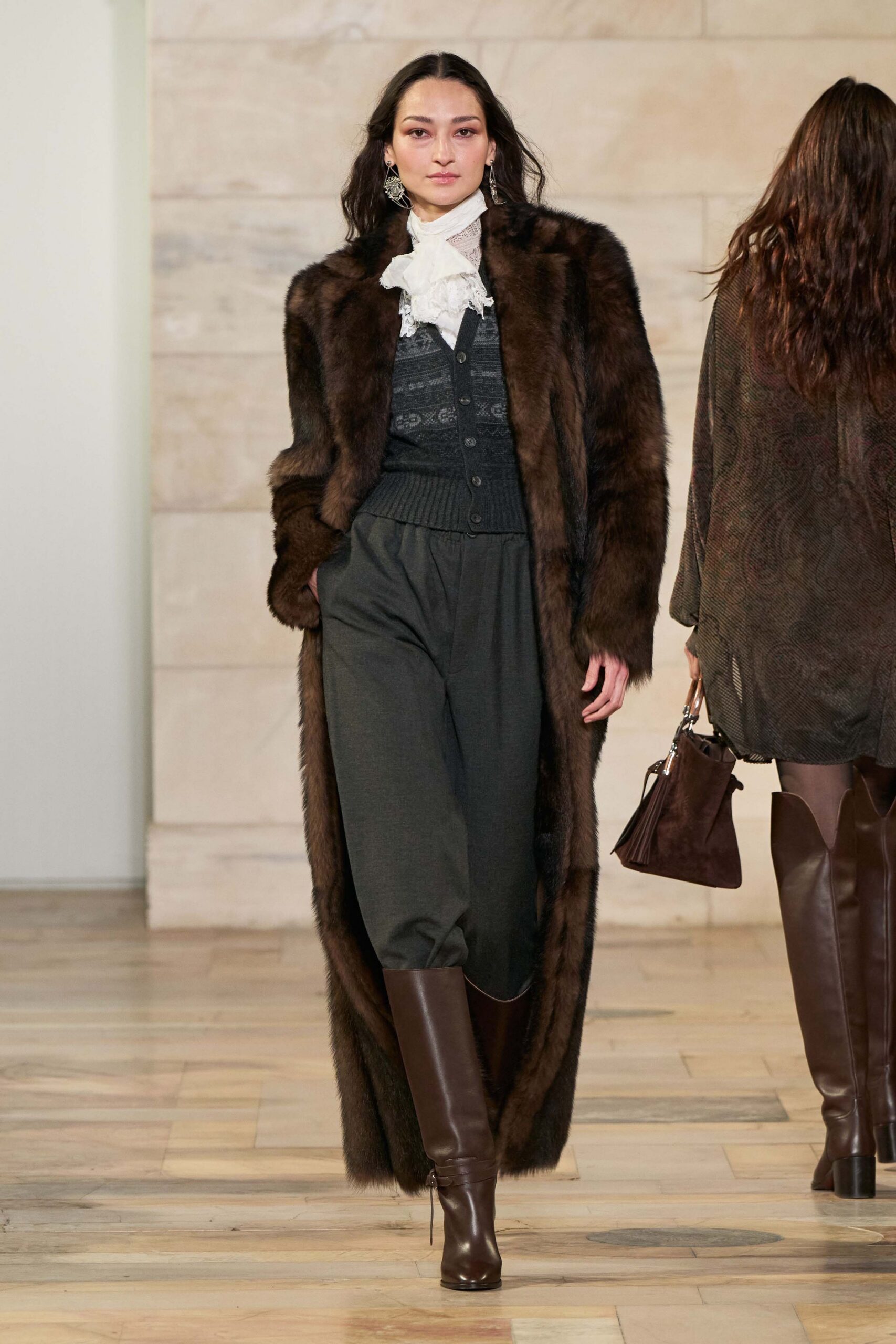 gray wool relaxed high-waisted pants