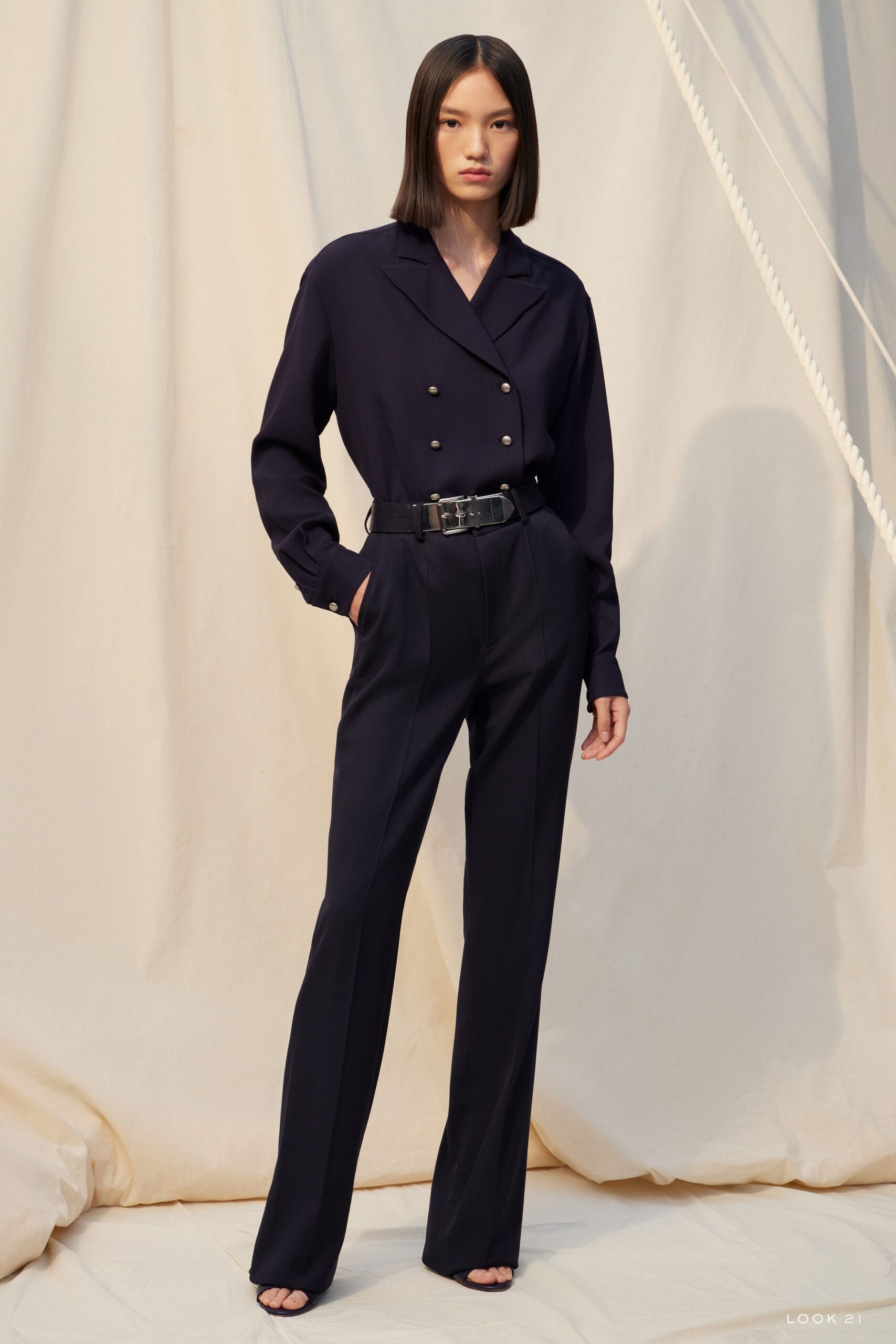 navy tailored blazer and pants