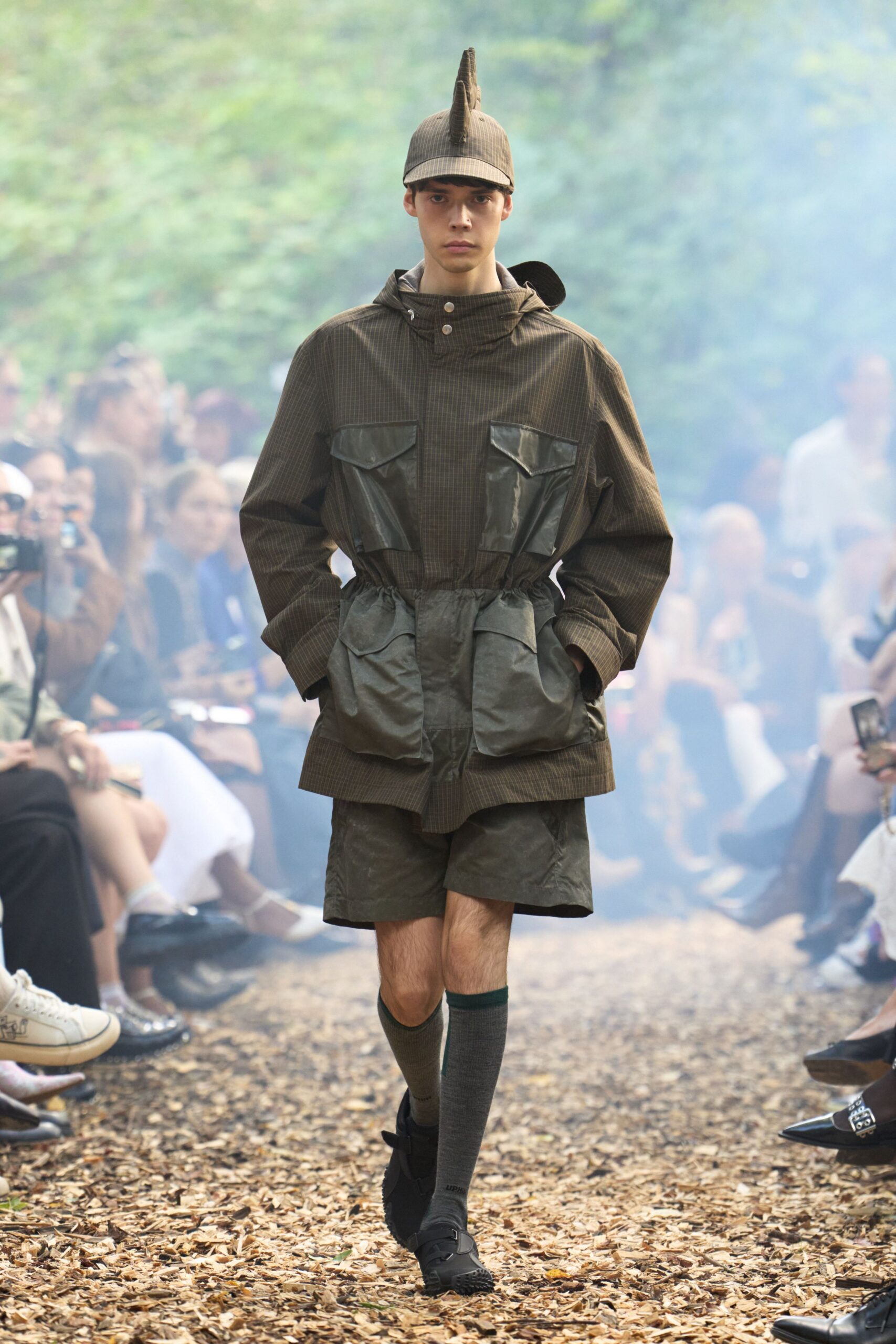 brown relaxed jacket and shorts