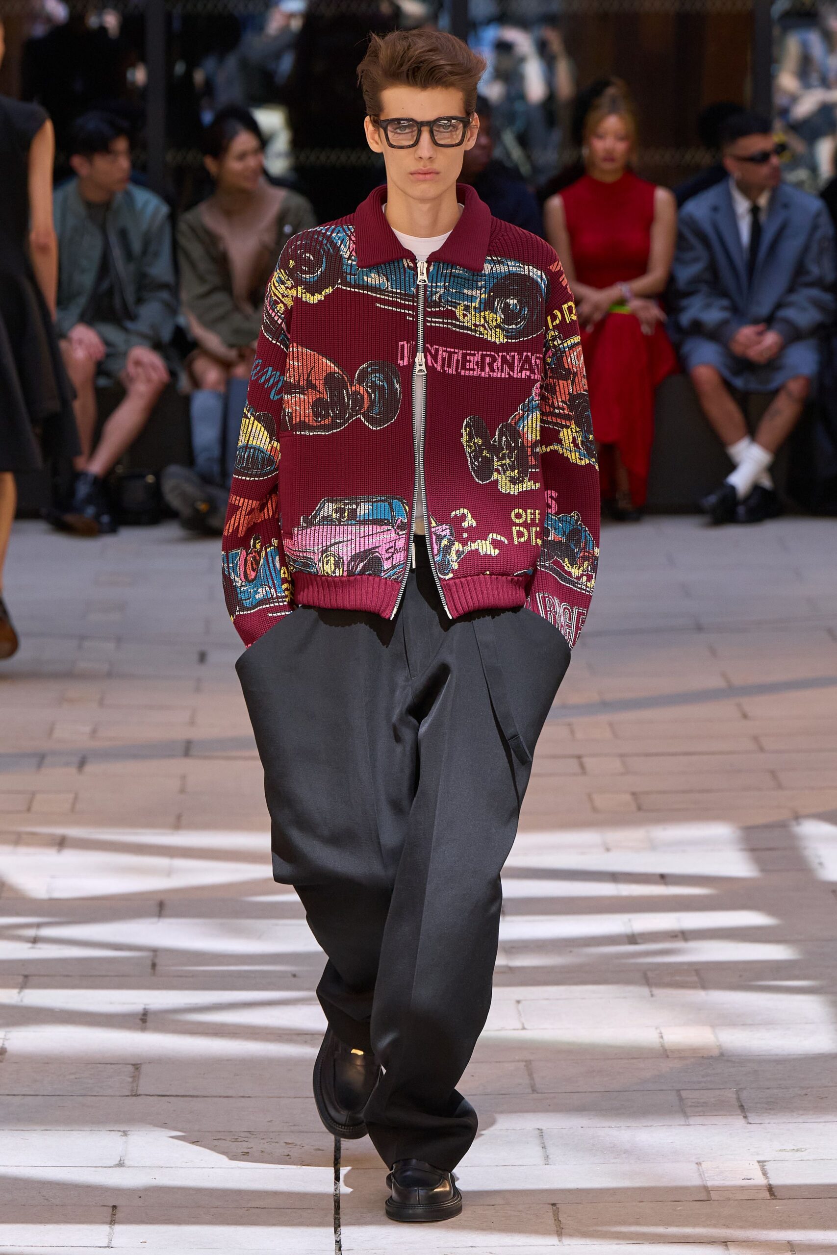 printed relaxed jacket with wide-leg pants