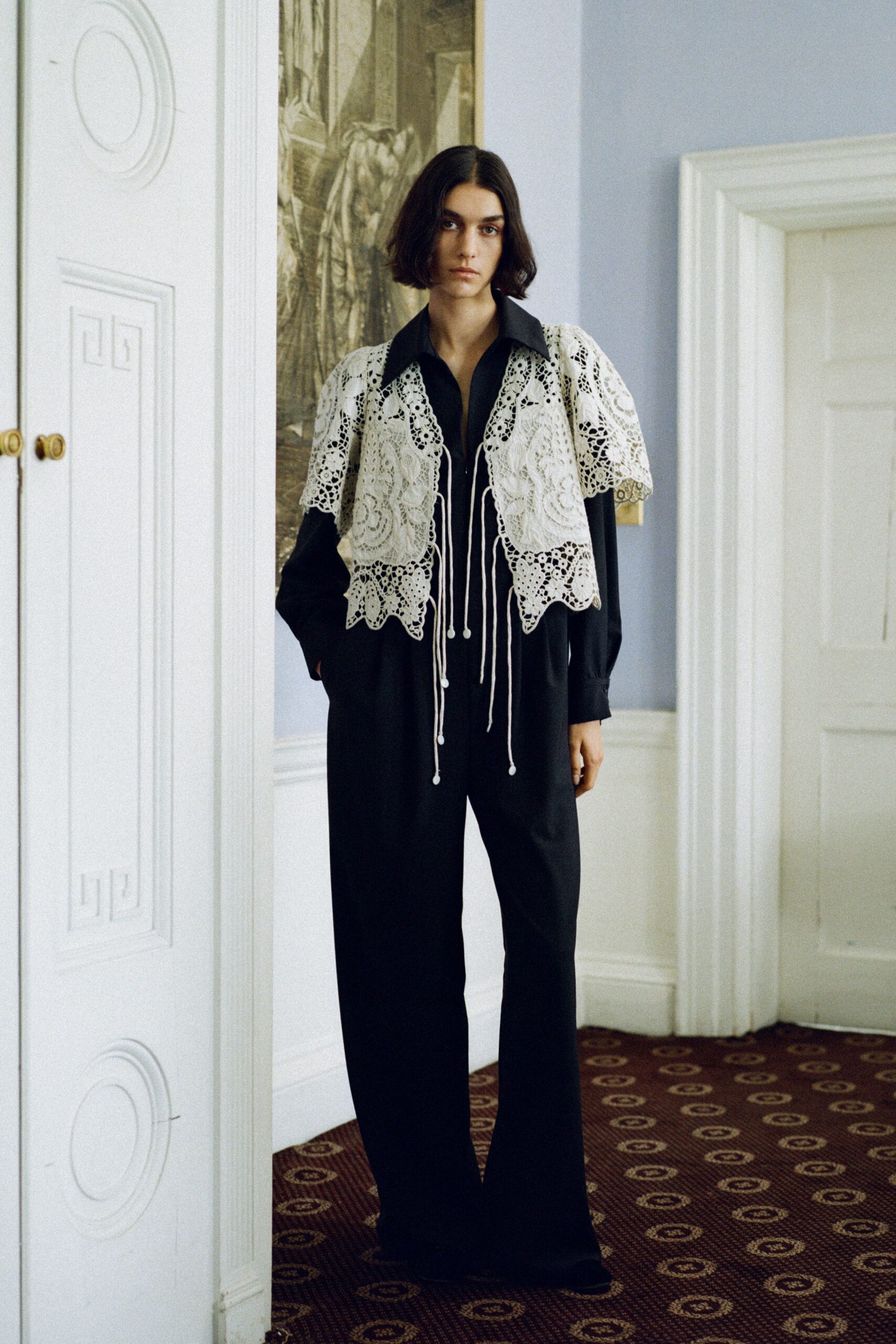 white lace structured layered cape