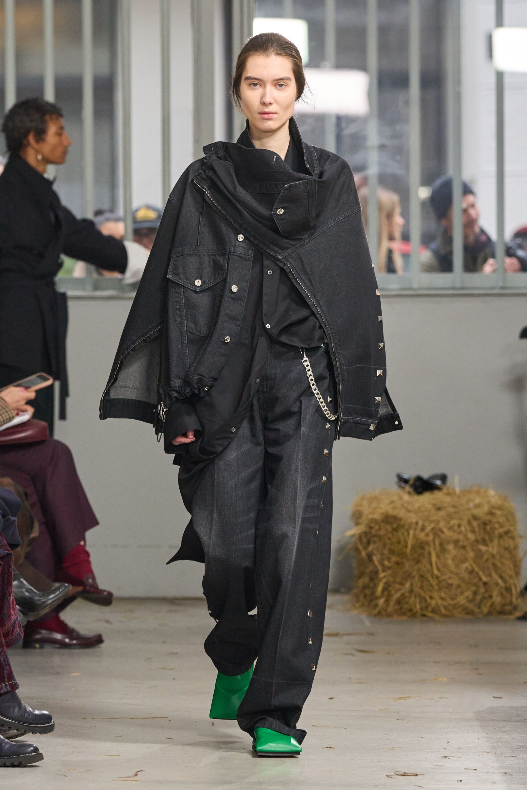 black denim jacket and pants