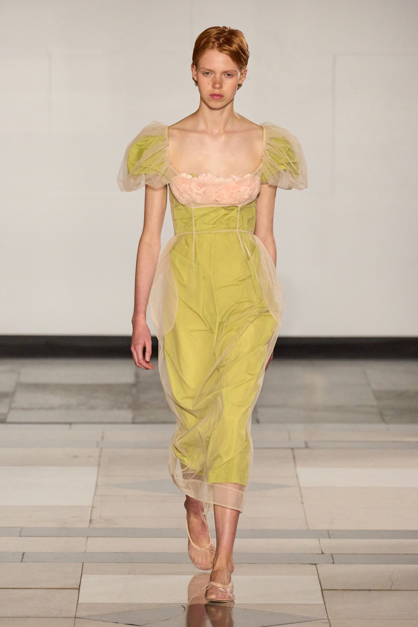 green silk sleeveless square-neck fitted pleated layered dress