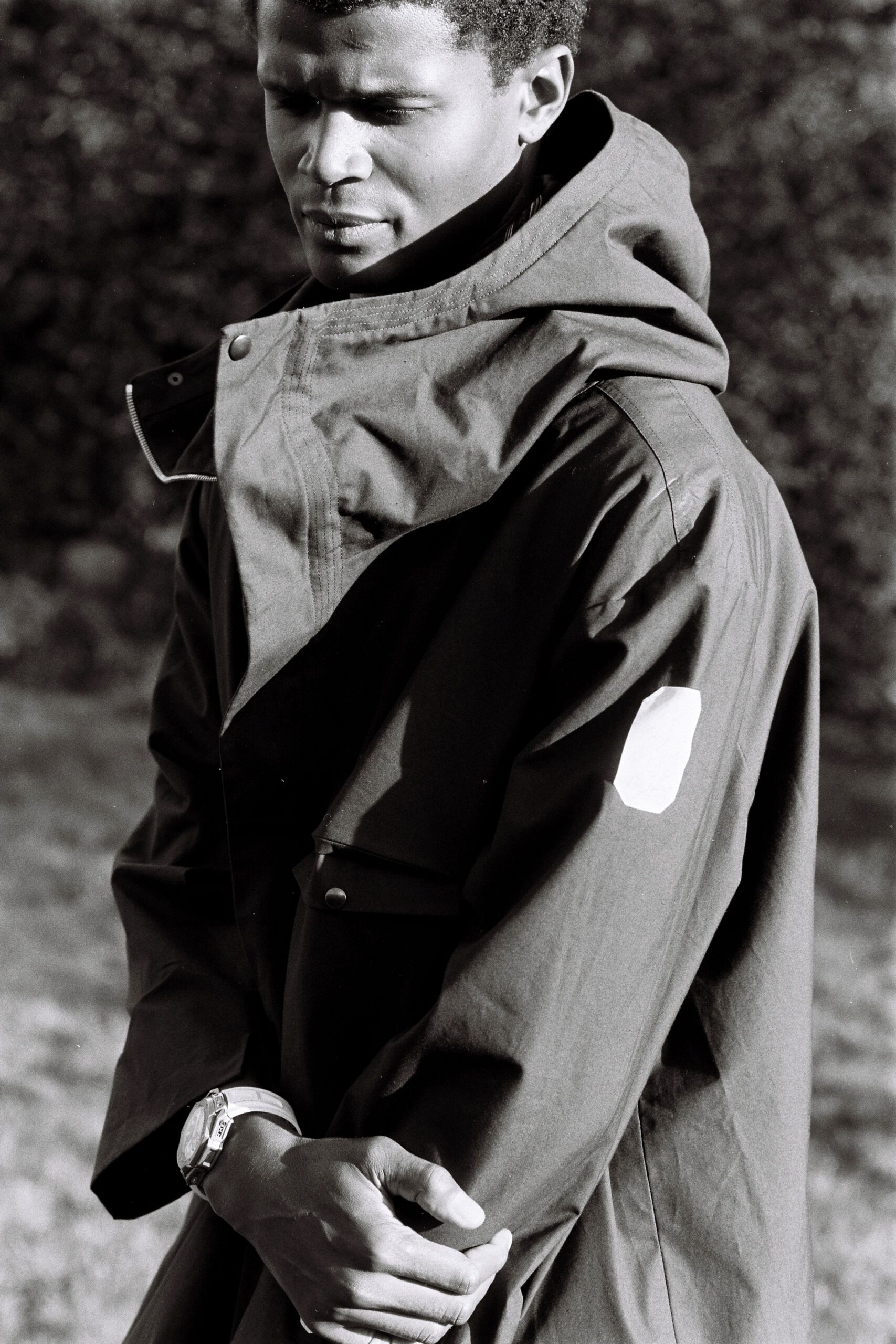 black relaxed hooded parka