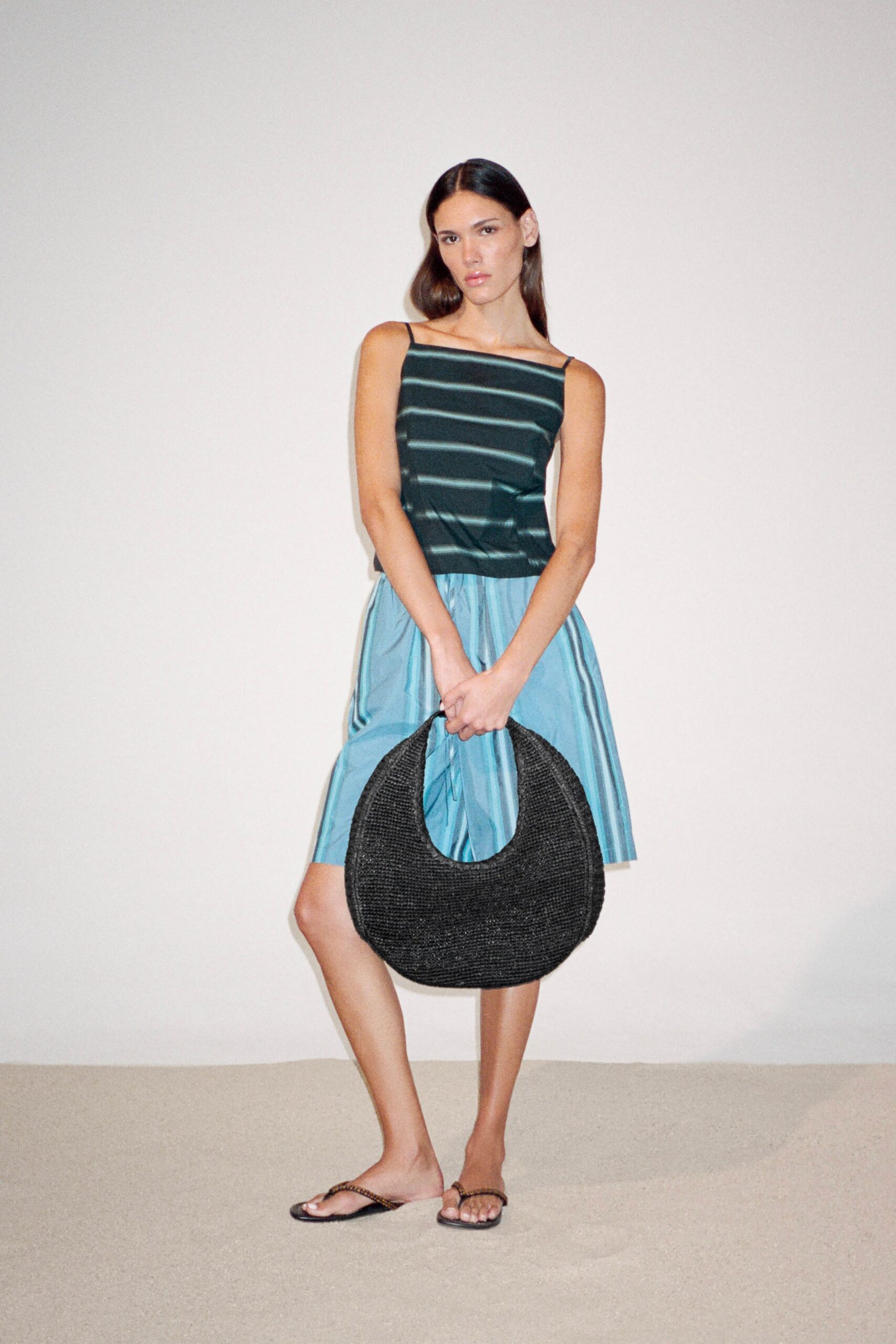 blue silk relaxed pleated flowing mini skirt