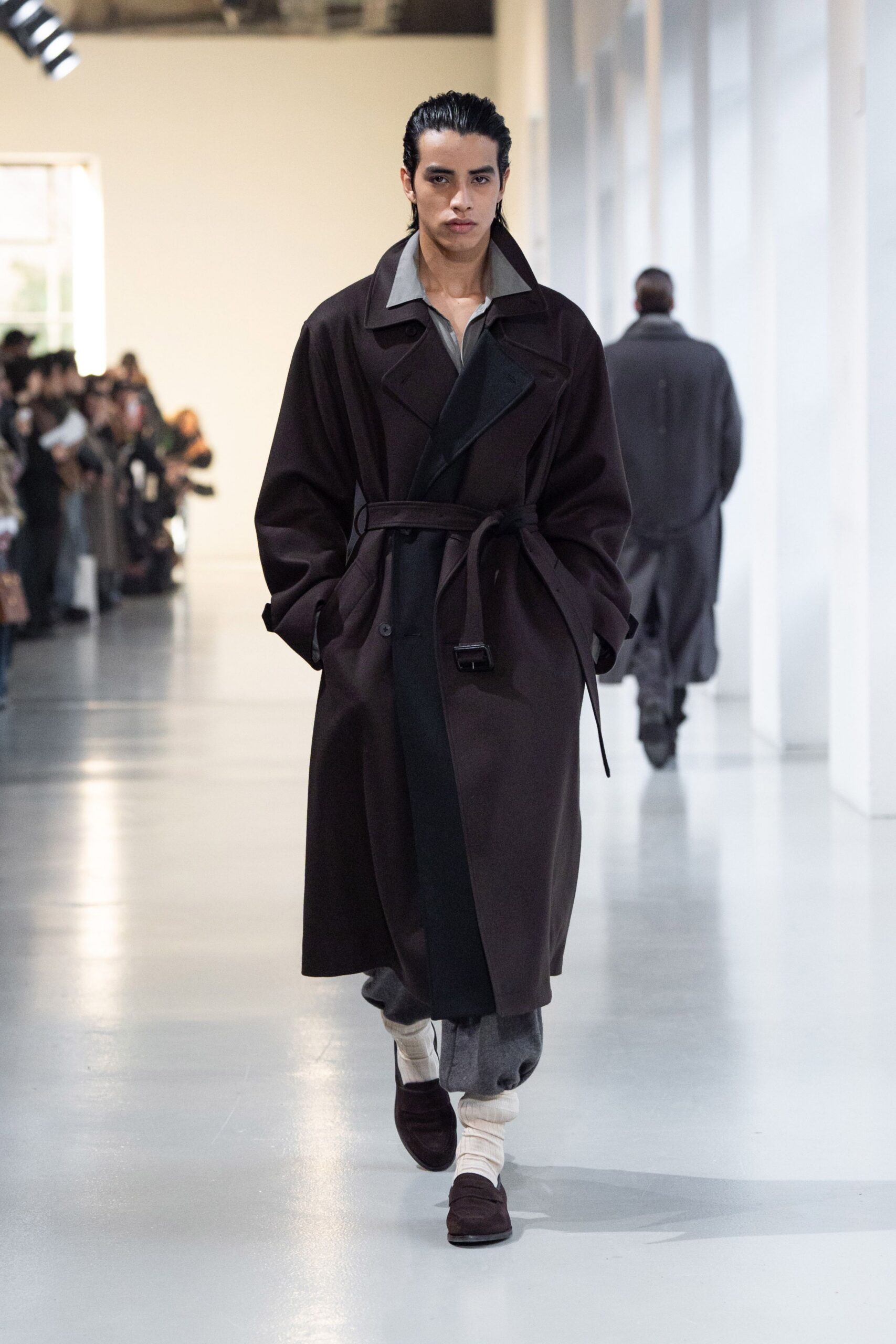 relaxed black wool coat