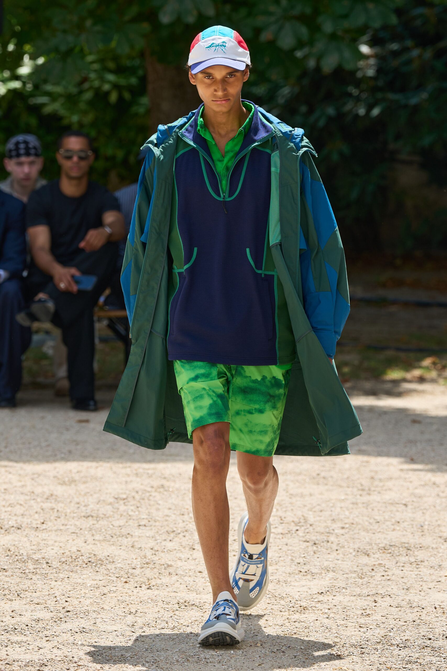green cotton fitted printed shorts