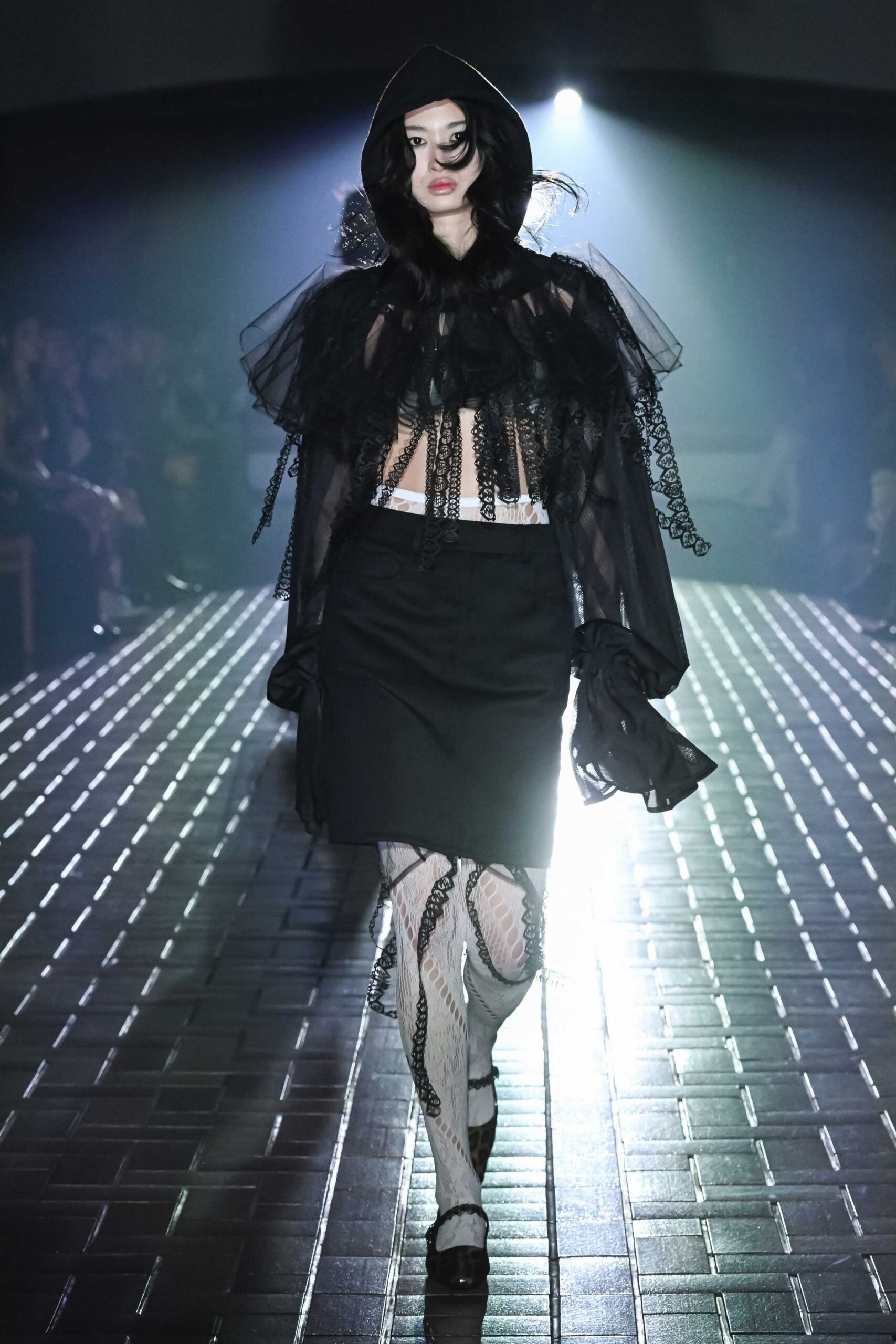 black fitted top and skirt