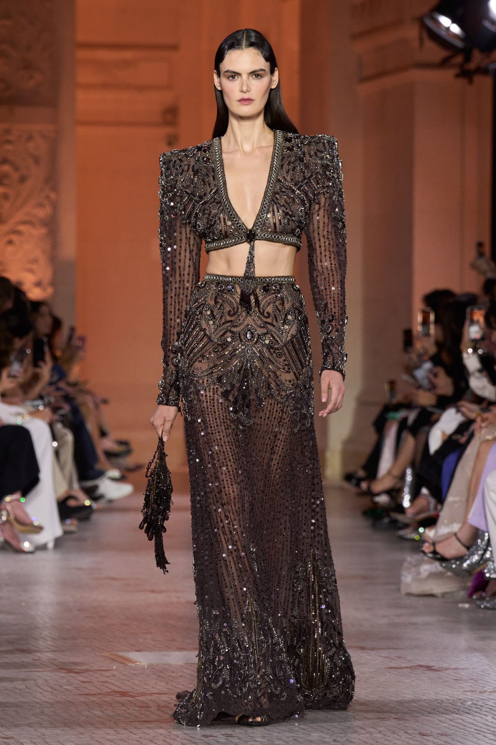 black gold embellished gown