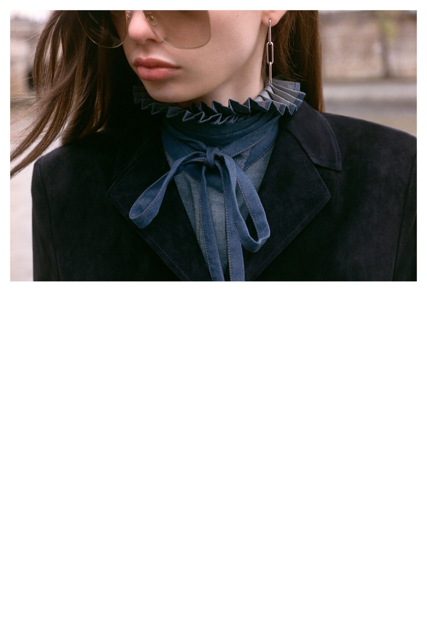 black suede long-sleeve collared structured blazer