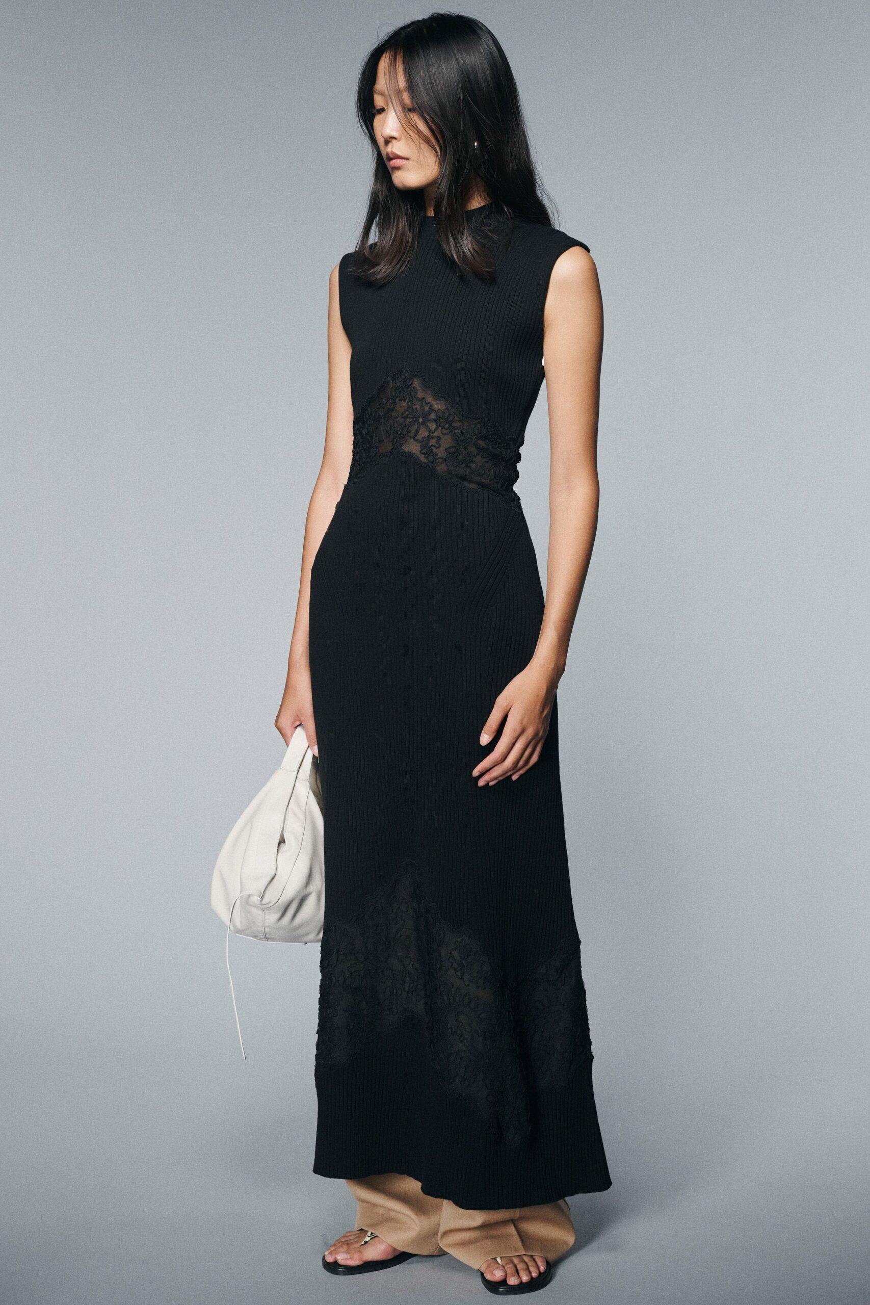 black fitted sleeveless dress