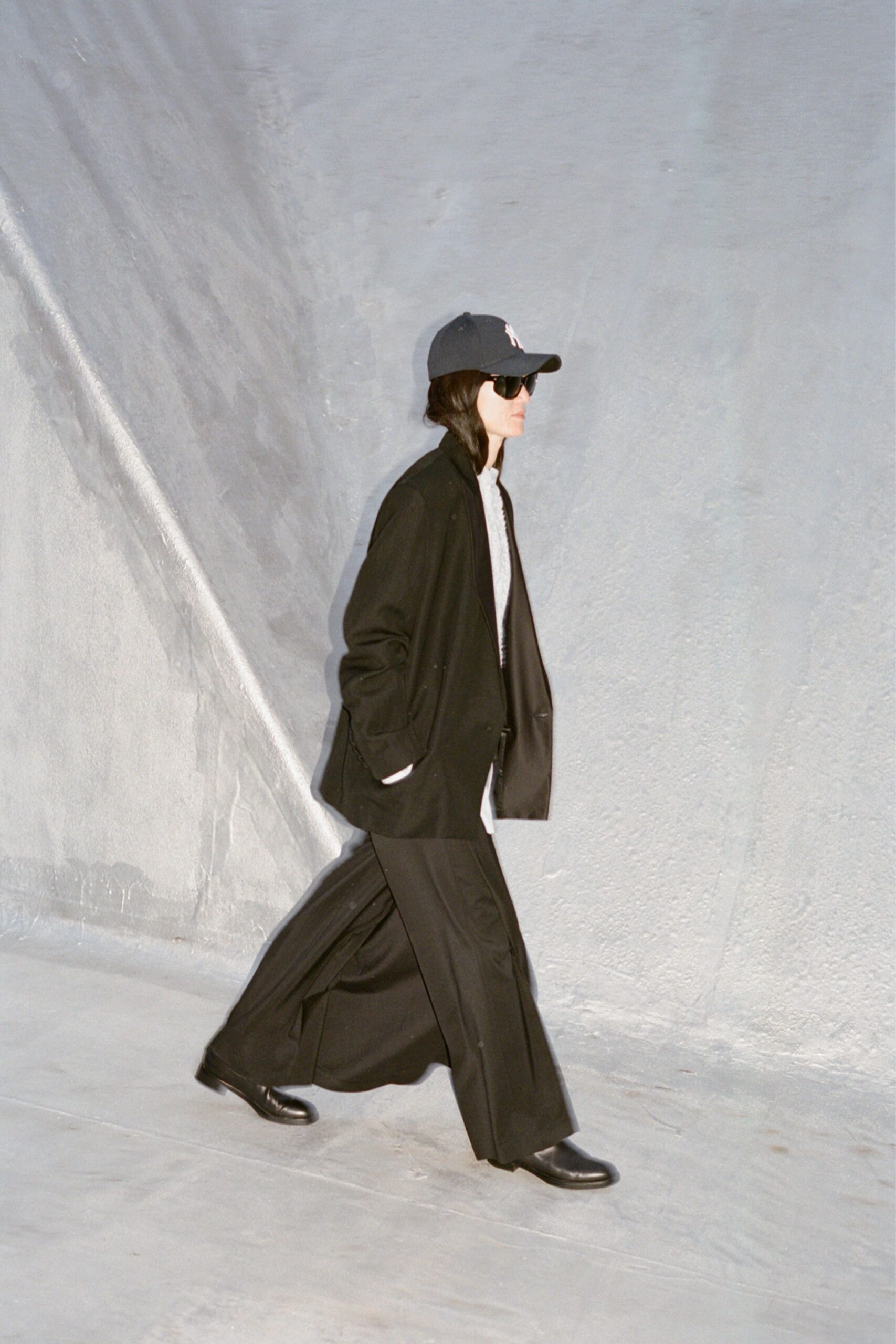 black relaxed jacket with gray top