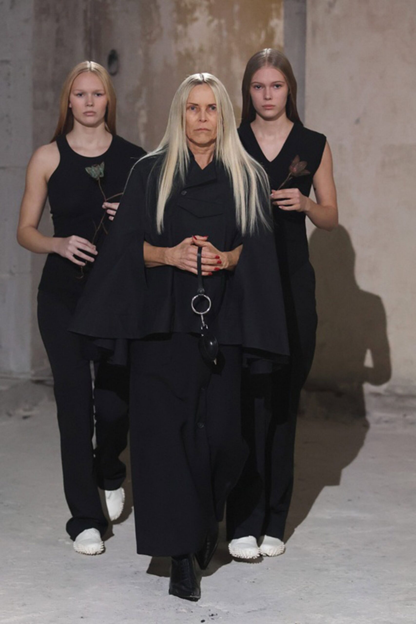 black dress and fitted top with pants