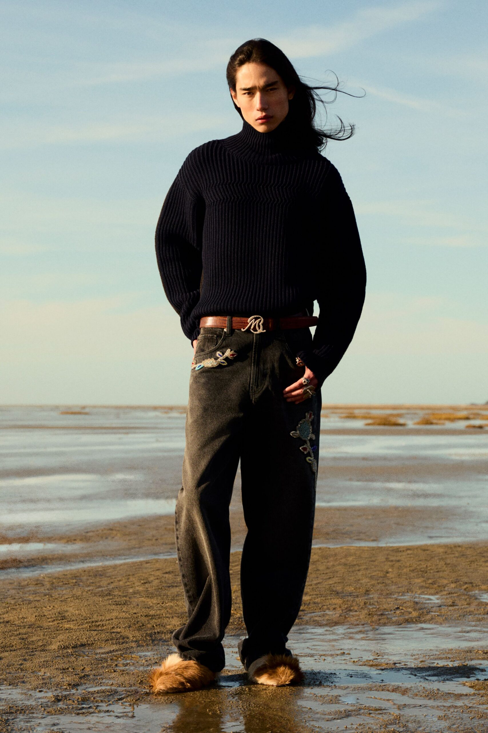 navy wool turtleneck sweater