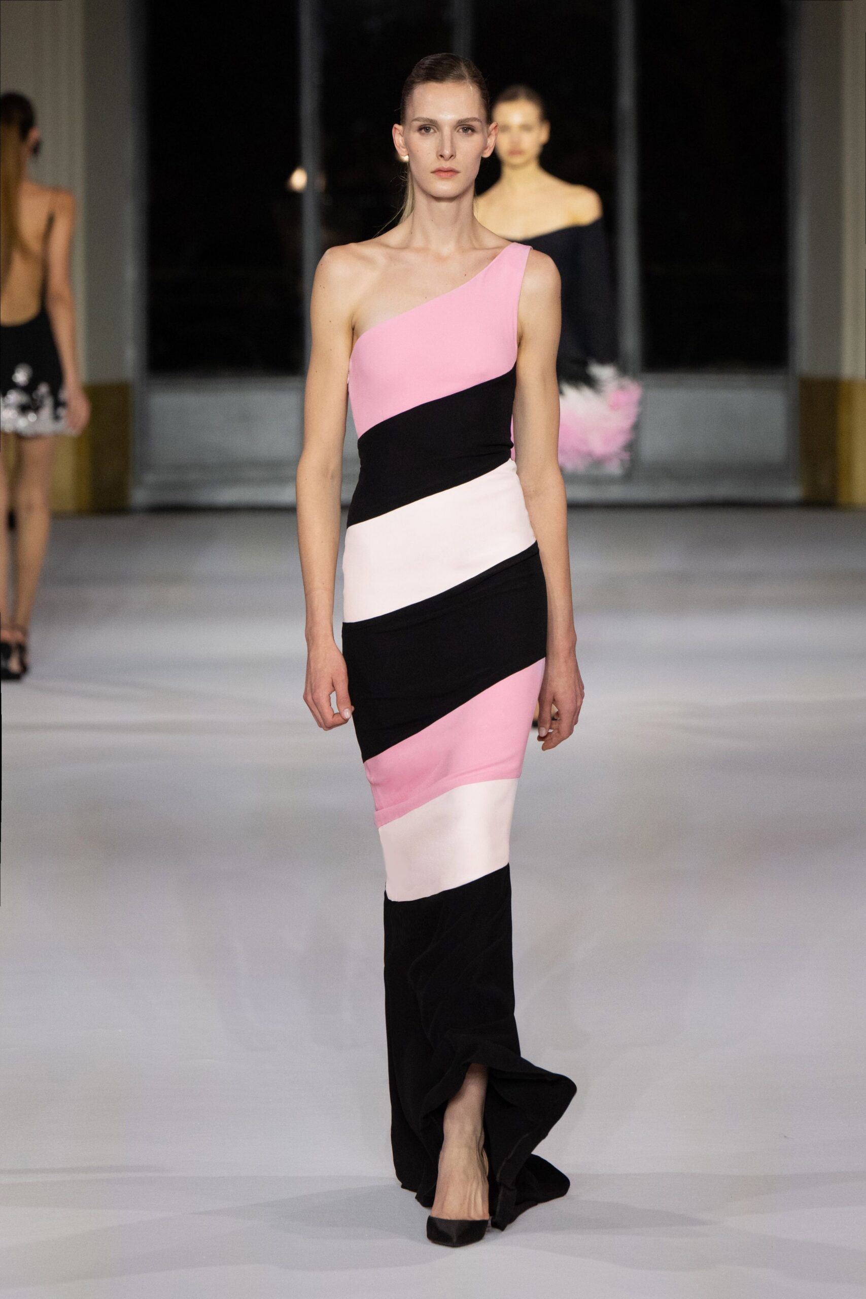 color-blocked maxi gown