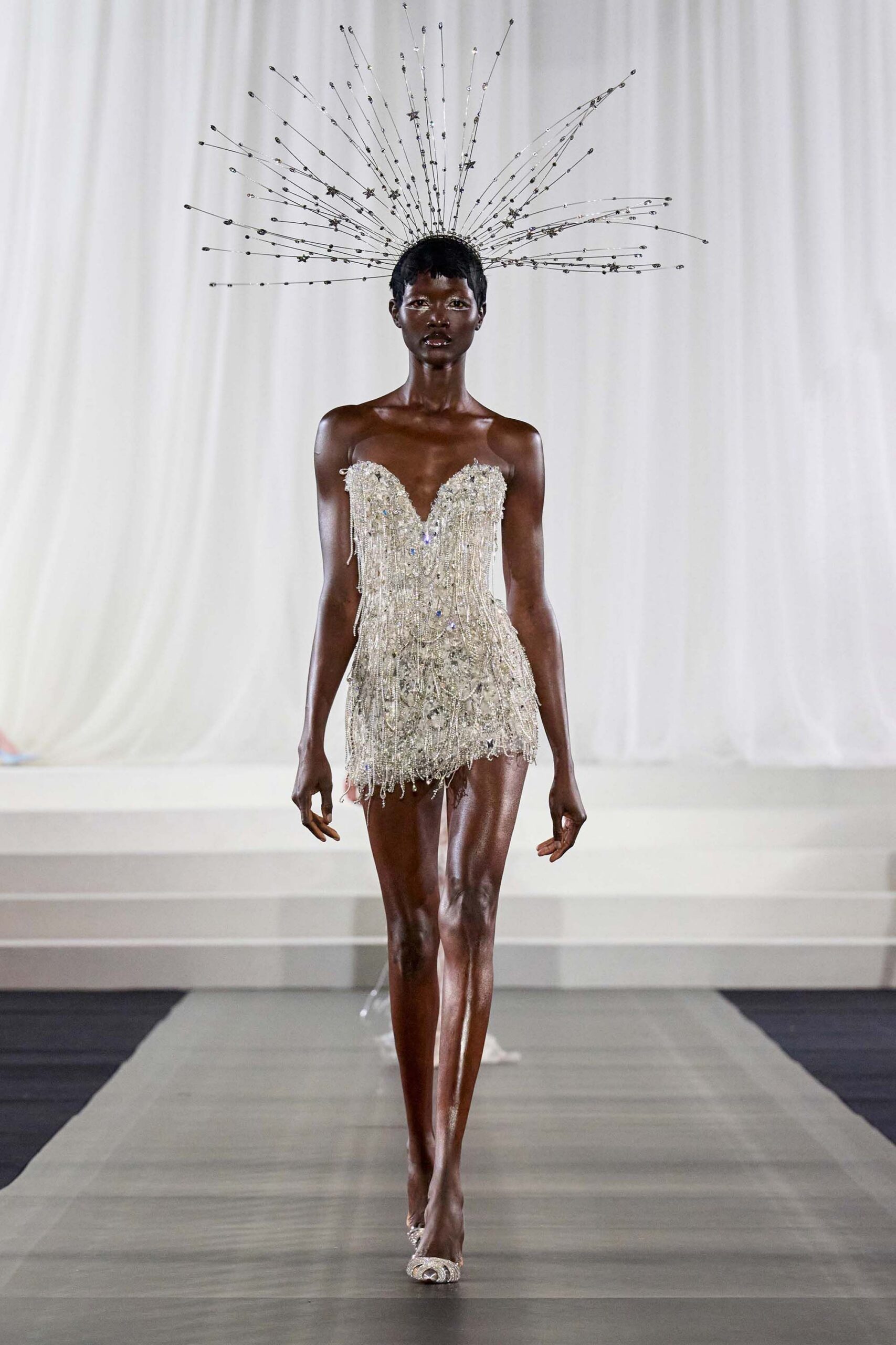 gray sequin sleeveless v-neck fitted fringed shiny mini-dress
