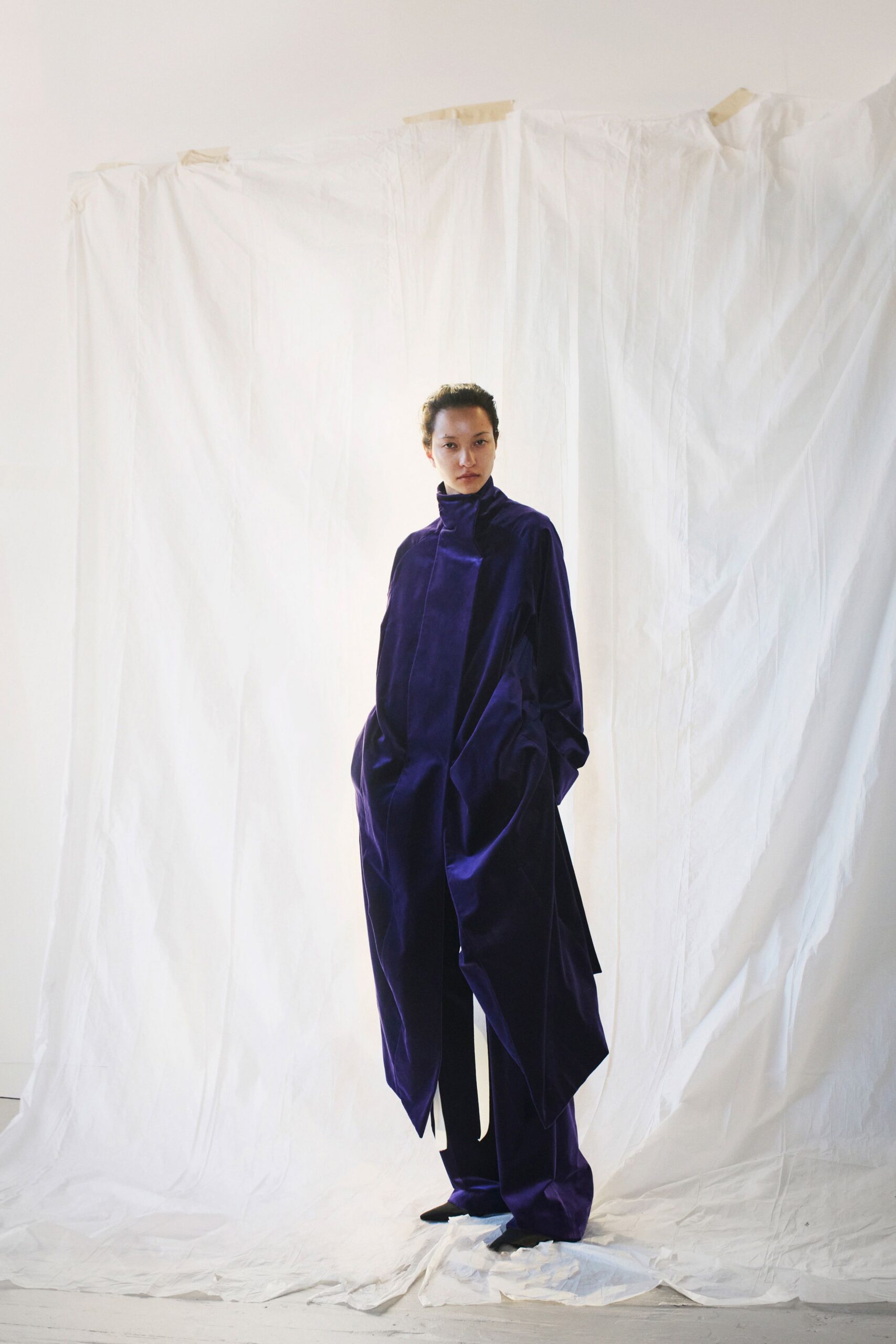 purple velvet relaxed pants