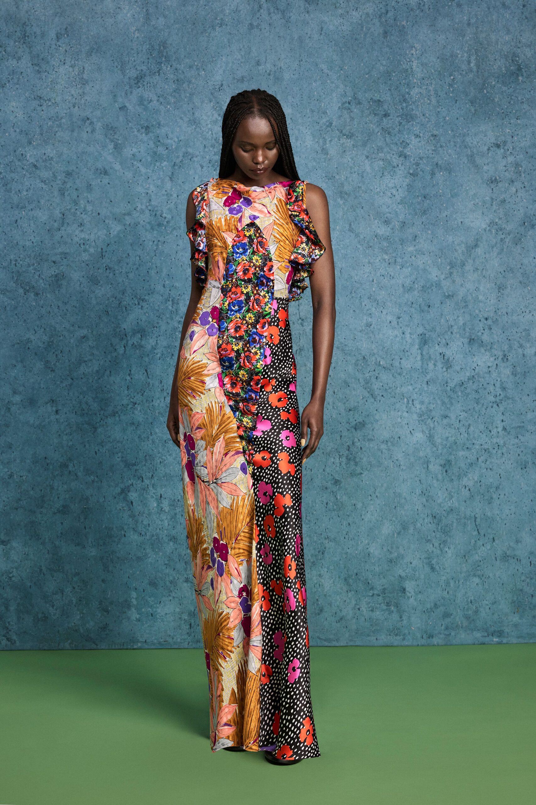 multi-colored floral gown