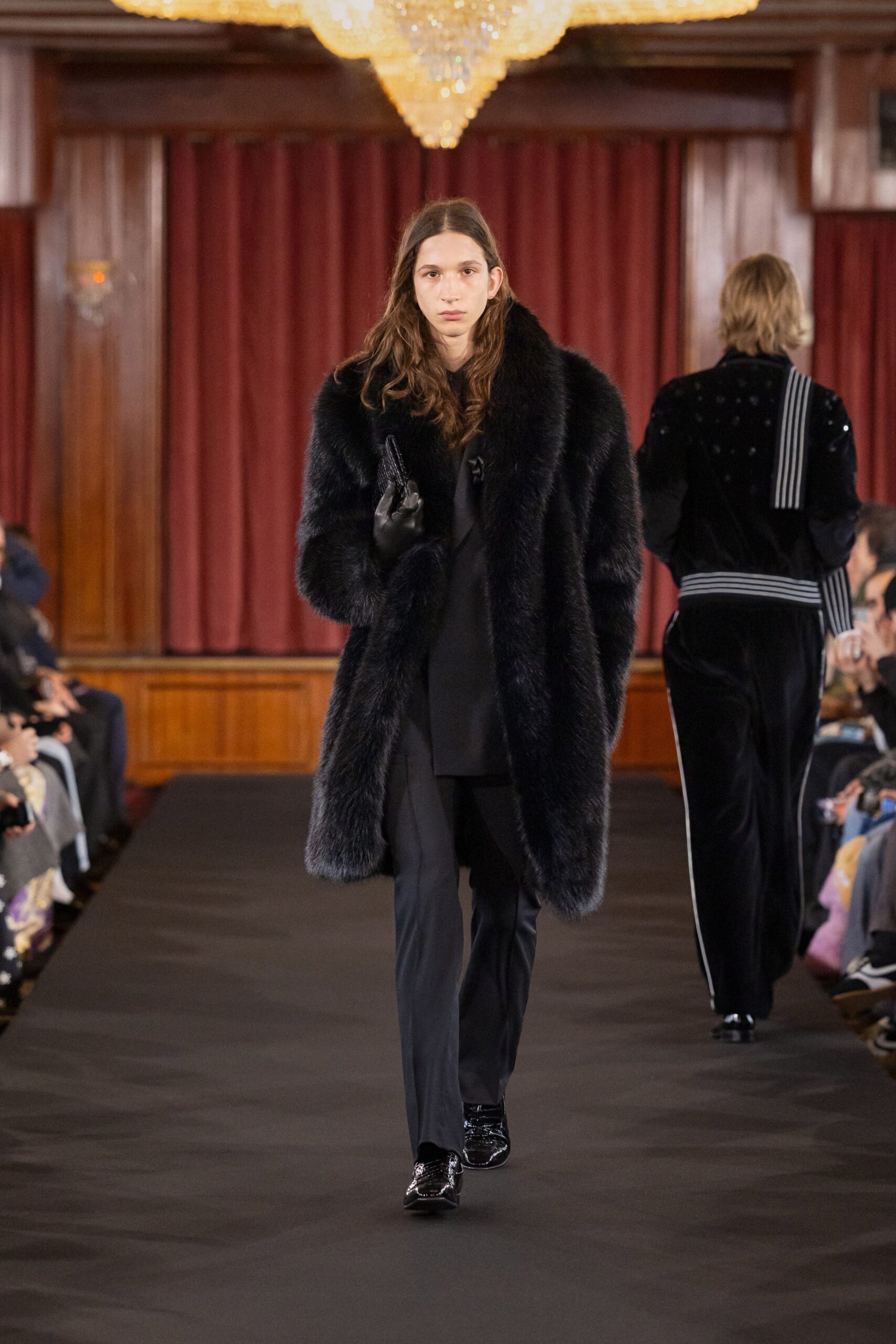 black fur coat and pants