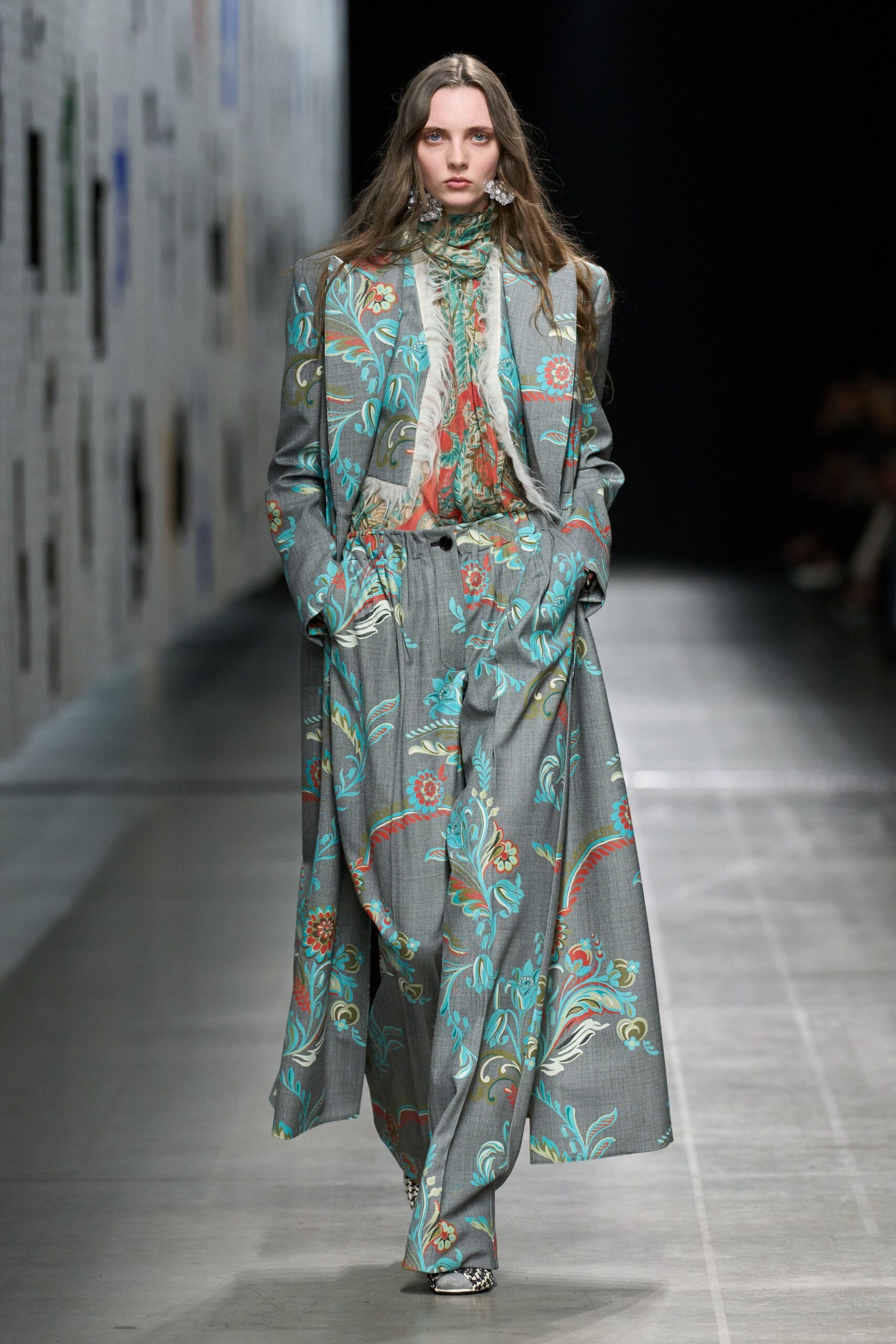 floral gray suit with blouse