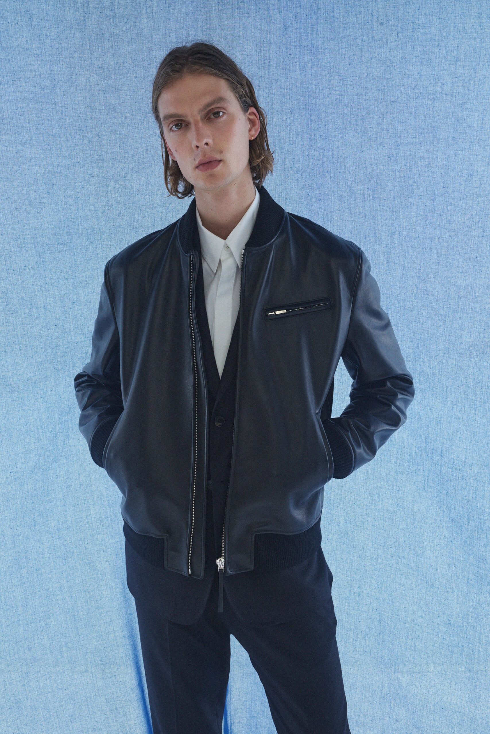 black leather fitted jacket