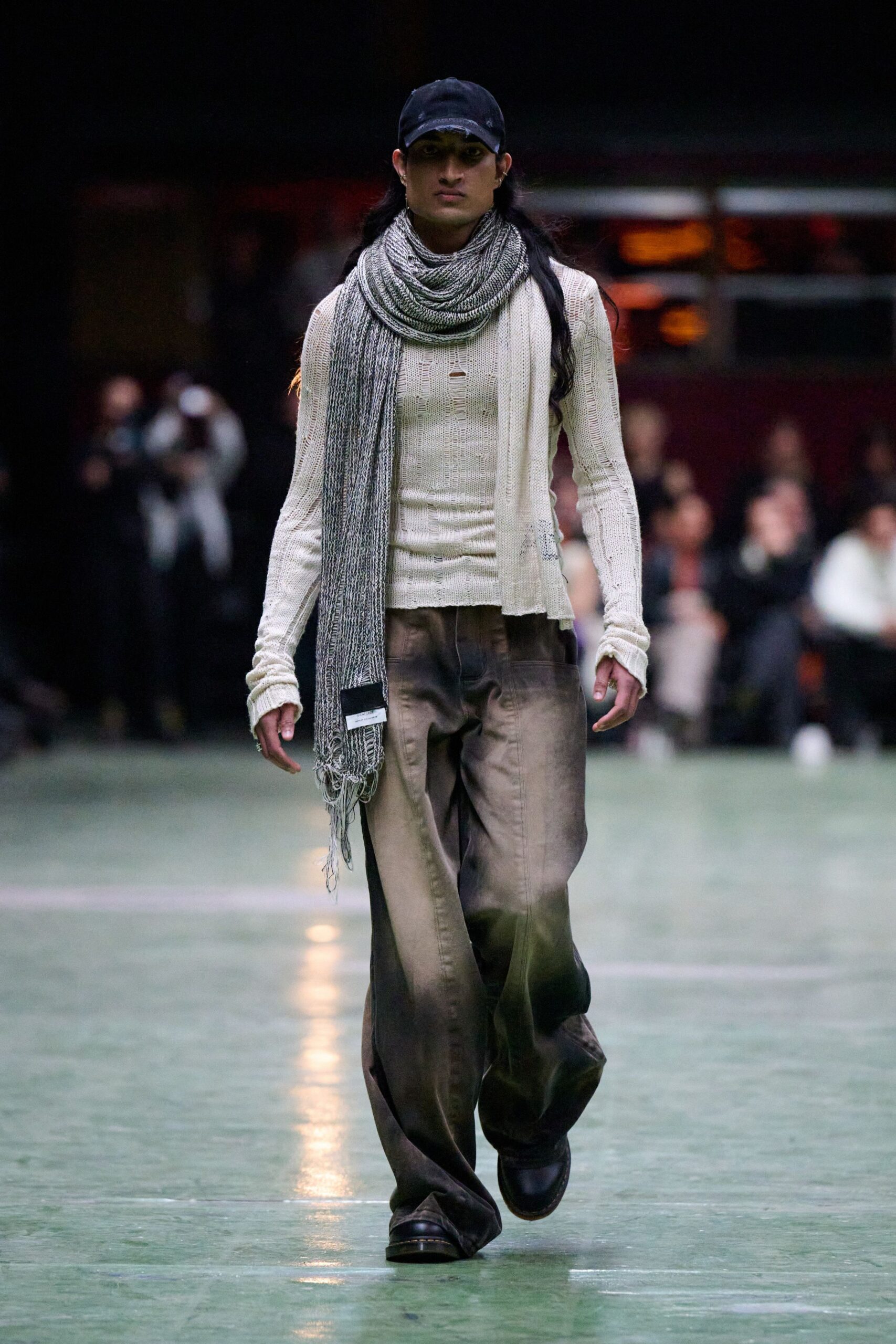 white fitted sweater with relaxed pants