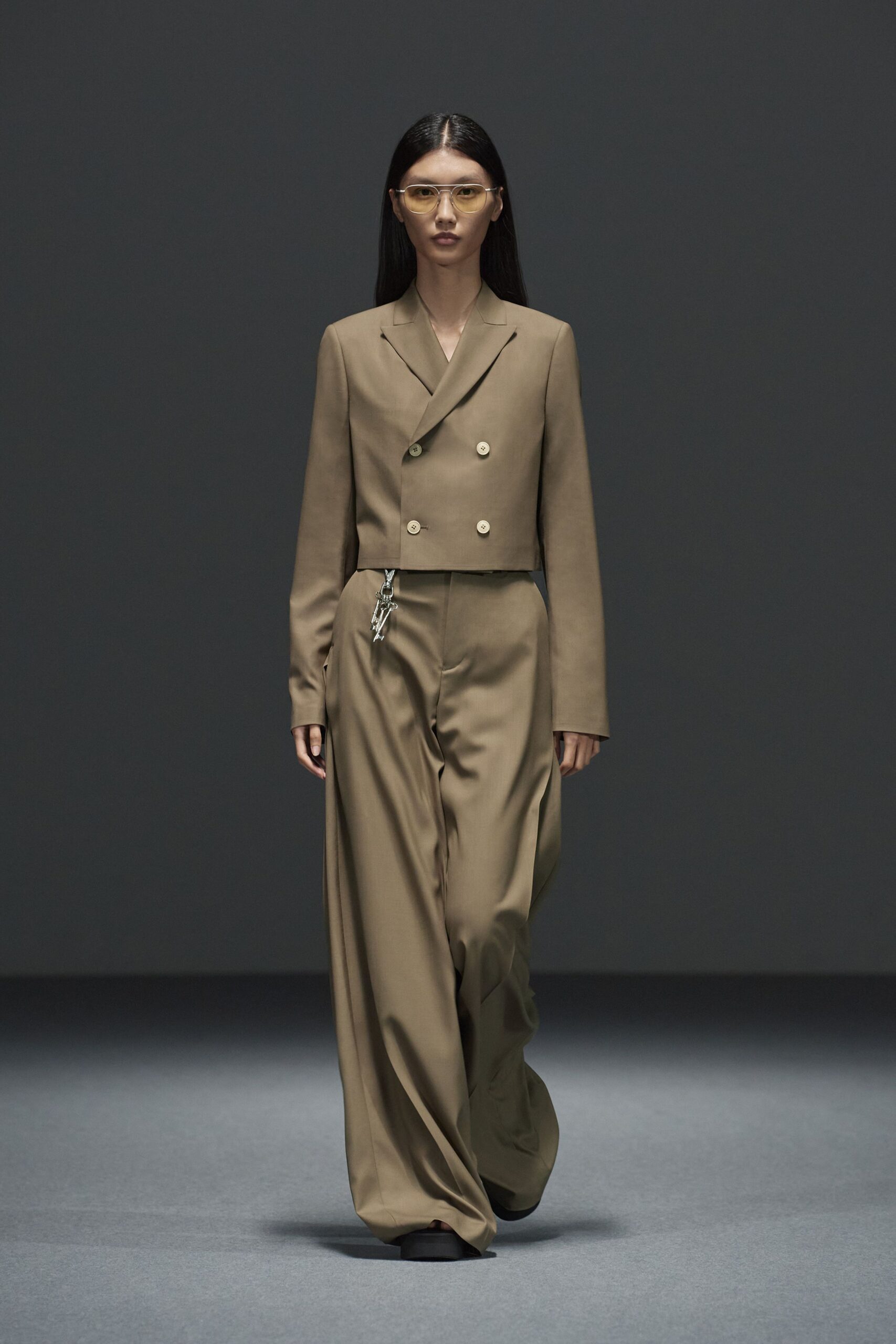 brown tailored suit