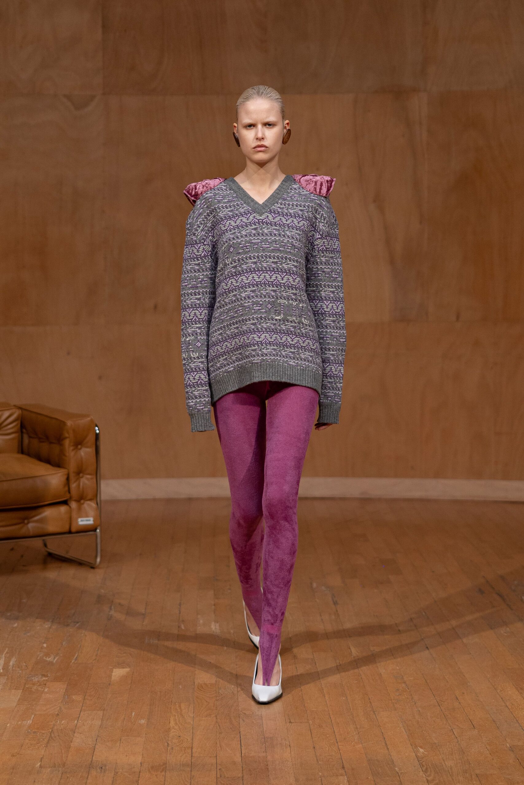 purple suede fitted straight-leg leggings