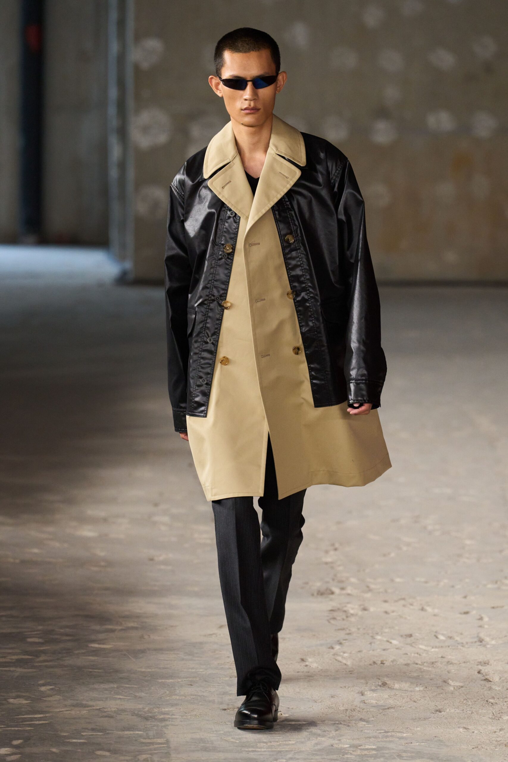 black and beige structured coat